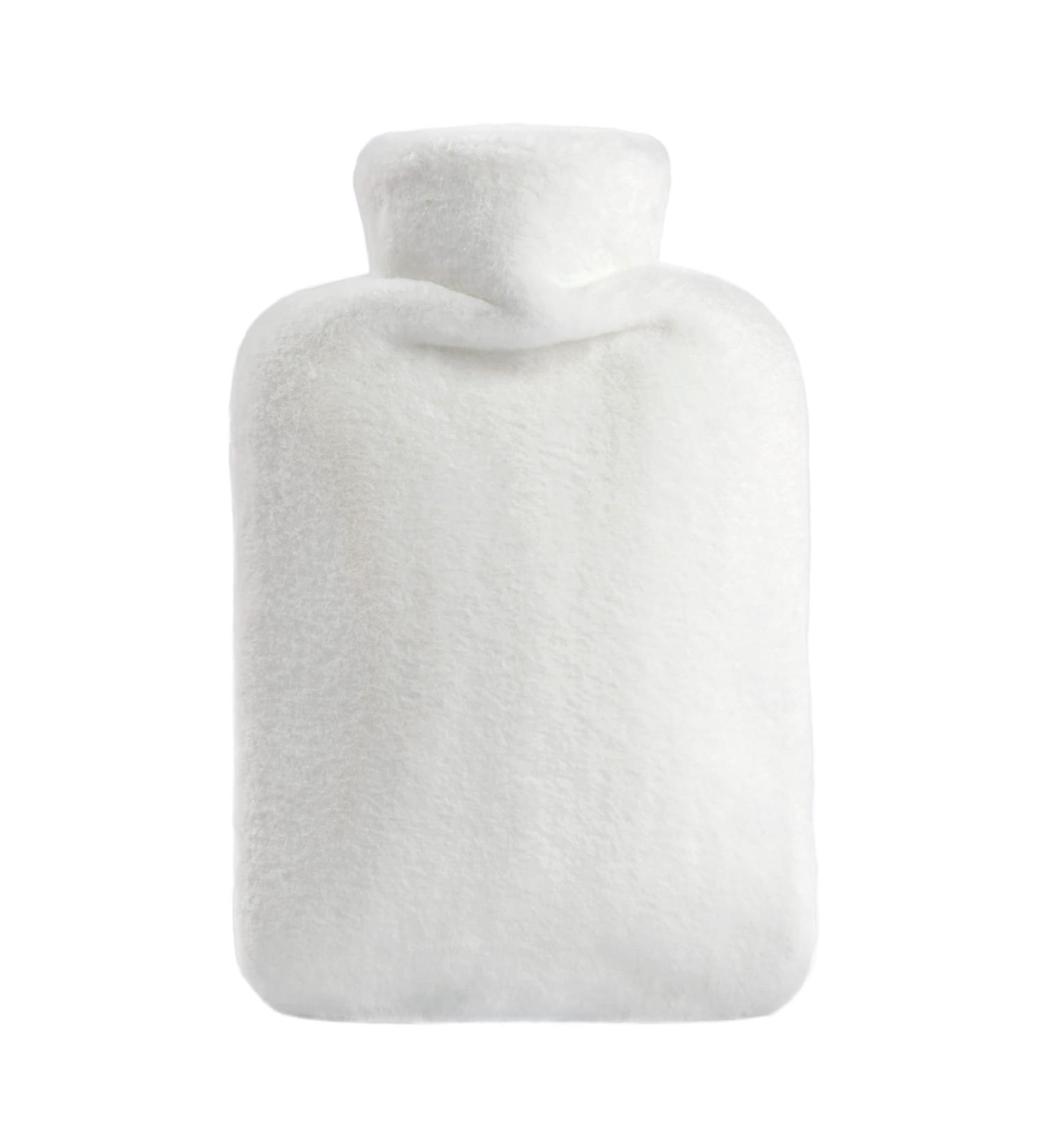 Samply 2L Hot Water Bottle with Furry Cover - White | Reusable Hot Water Bag - Buy Online on GoSupps.com