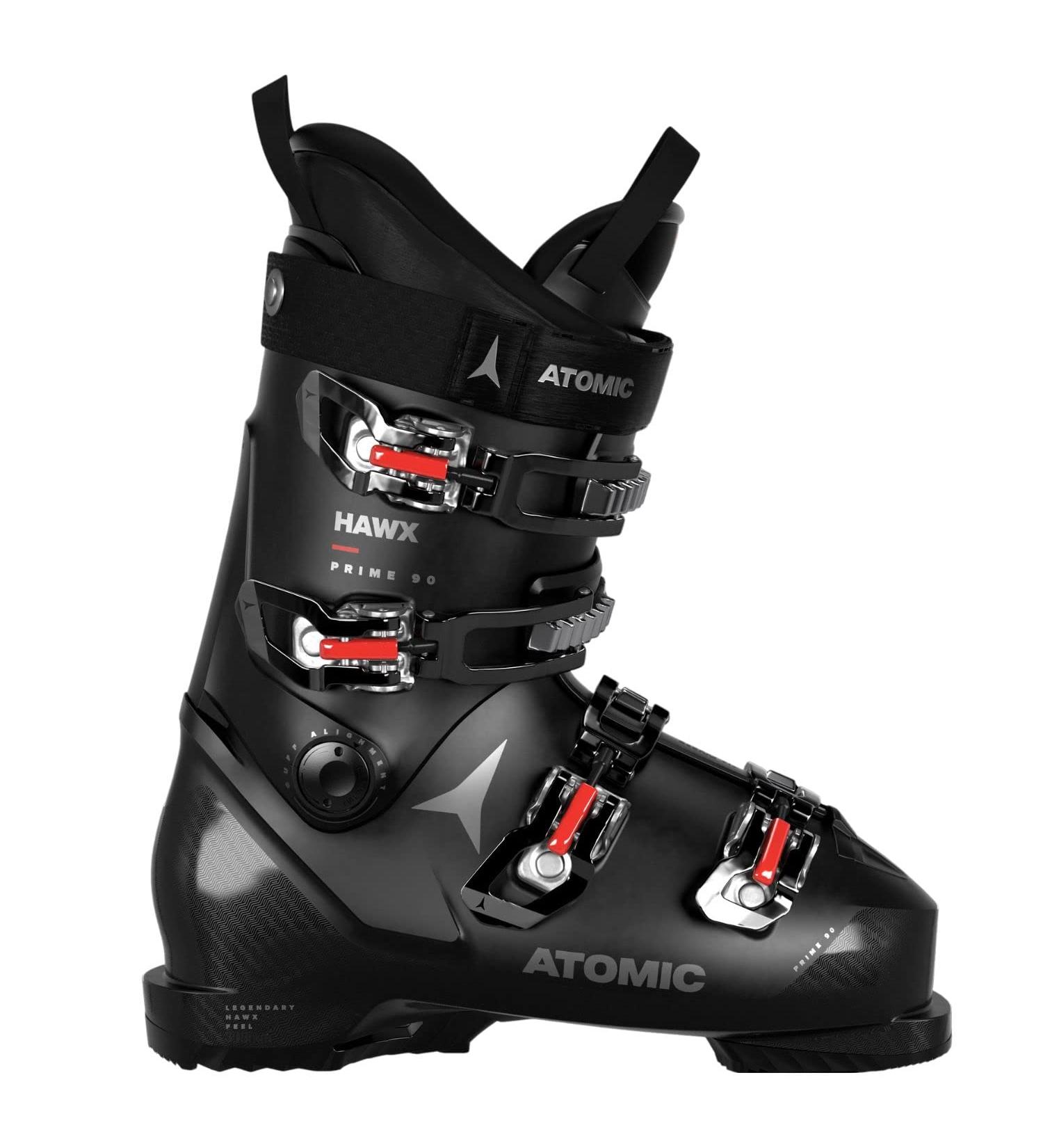 Atomic Hawx Prime 90 Ski Boots - Black Alpine Boot with 3D Ankle & Heel | Medium-Wide Fit for Advanced Skiers (27/27.5) - Buy Online on GoSupps.com