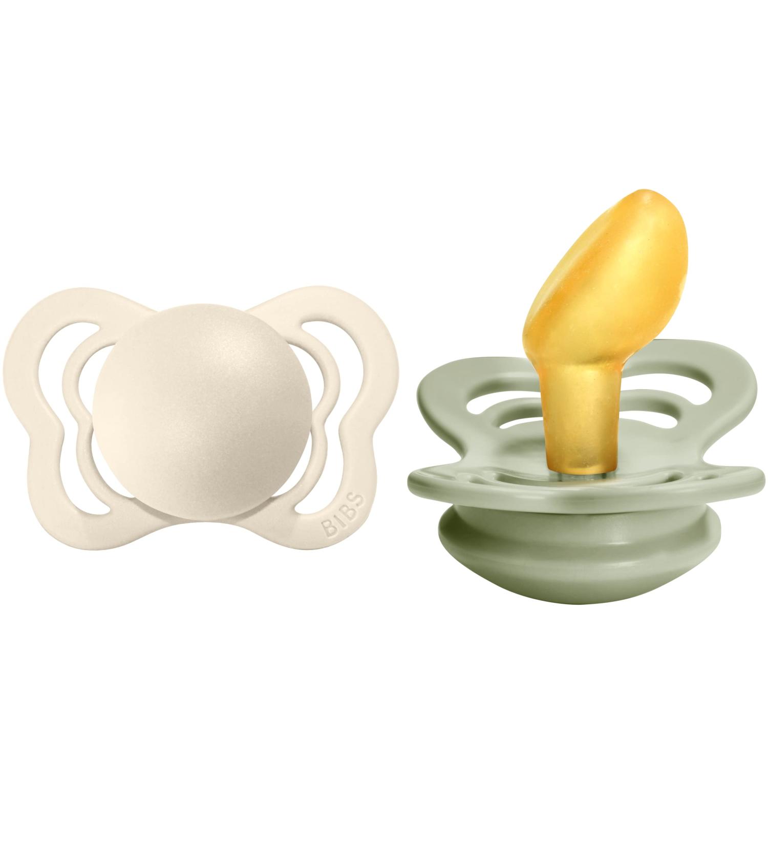 BIBS Couture Collection Pacifiers - Set of 2 Ivory/Sage | BPA-Free Soothers - Buy Online on GoSupps.com