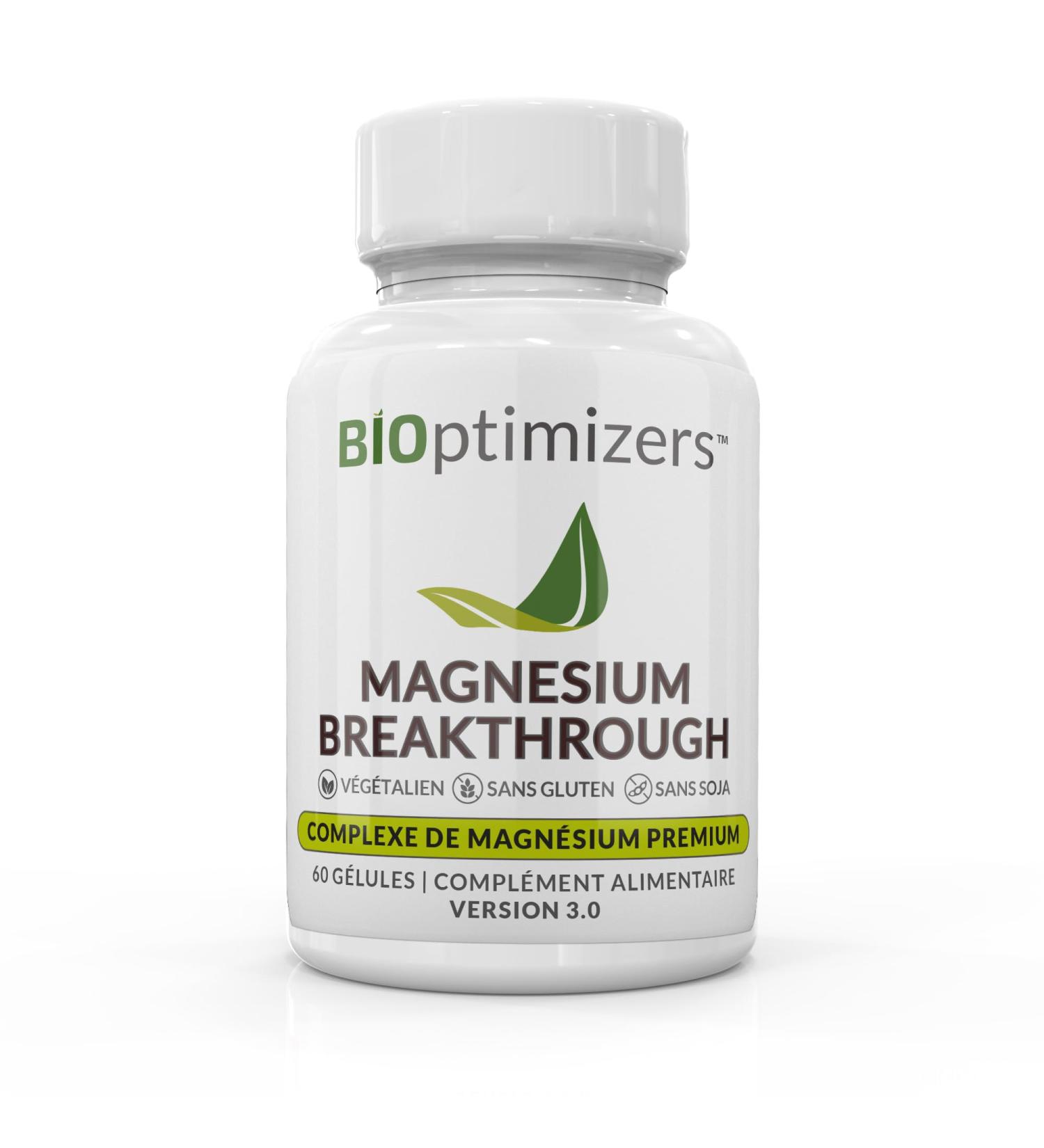 BiOptimizers Magnesium Breakthrough Supplement 3.0 - Contains 7 Forms of Magnesium: Glycinate Malate Citrate and More - Natural Supplement for Sleep and Brain - 60 Capsules - Buy Online on GoSupps.com