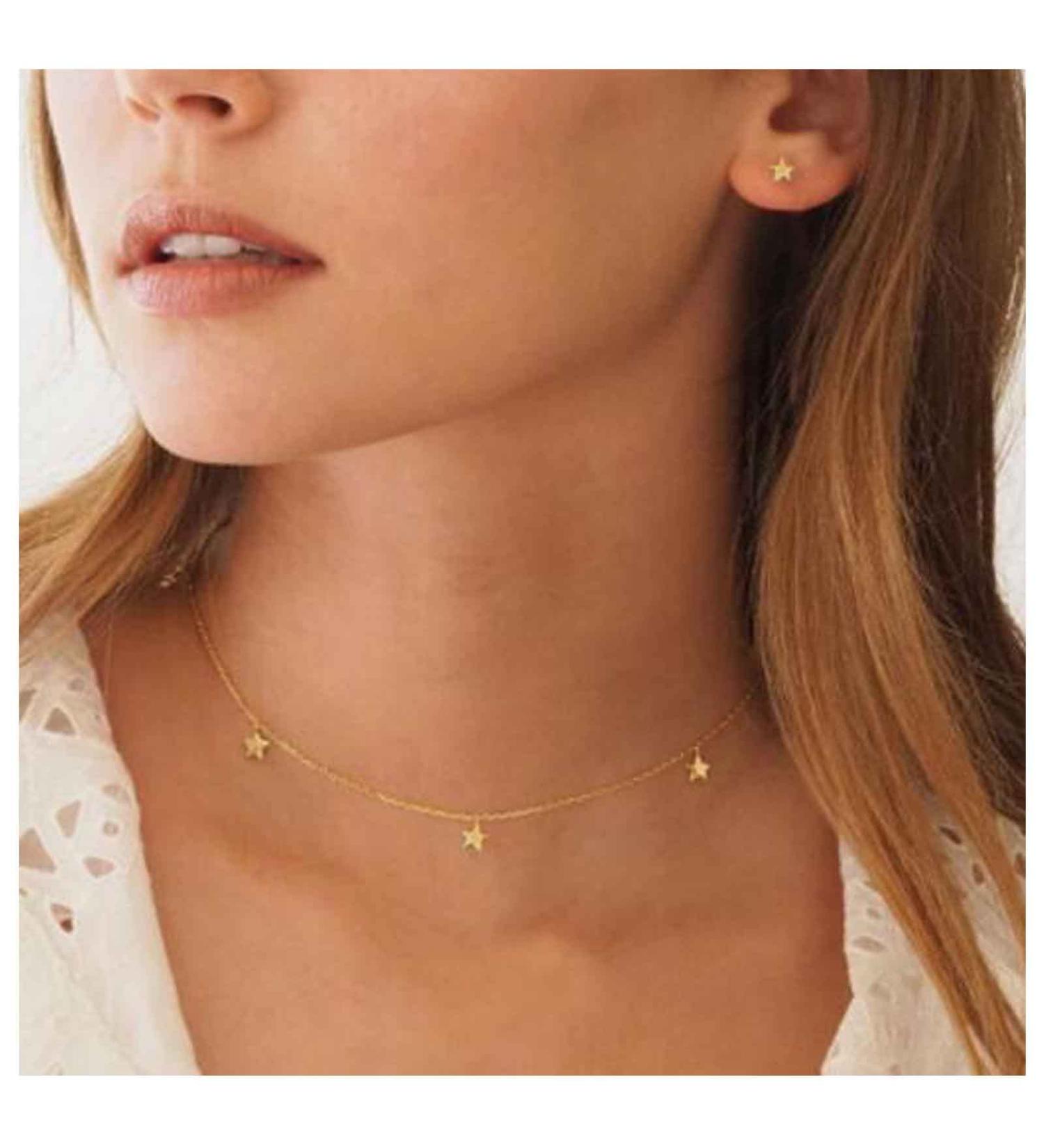 Boho Star Choker Necklace - Gold Dangle Star Jewelry for Women & Girls | Minimalist Collar Necklace - Buy Online on GoSupps.com