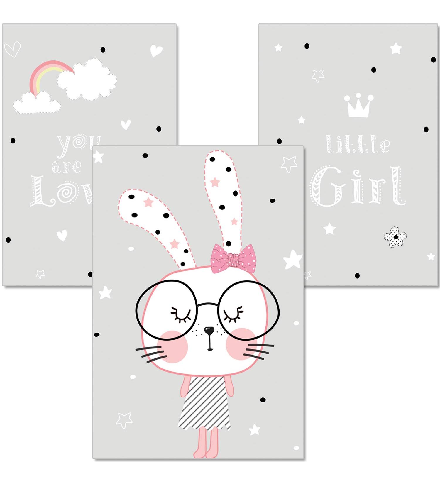ArtPin Children's Room Poster Set - Decorative Girls Baby Room Wall Art (Set of 3 A4 Pictures) - Buy Online on GoSupps.com