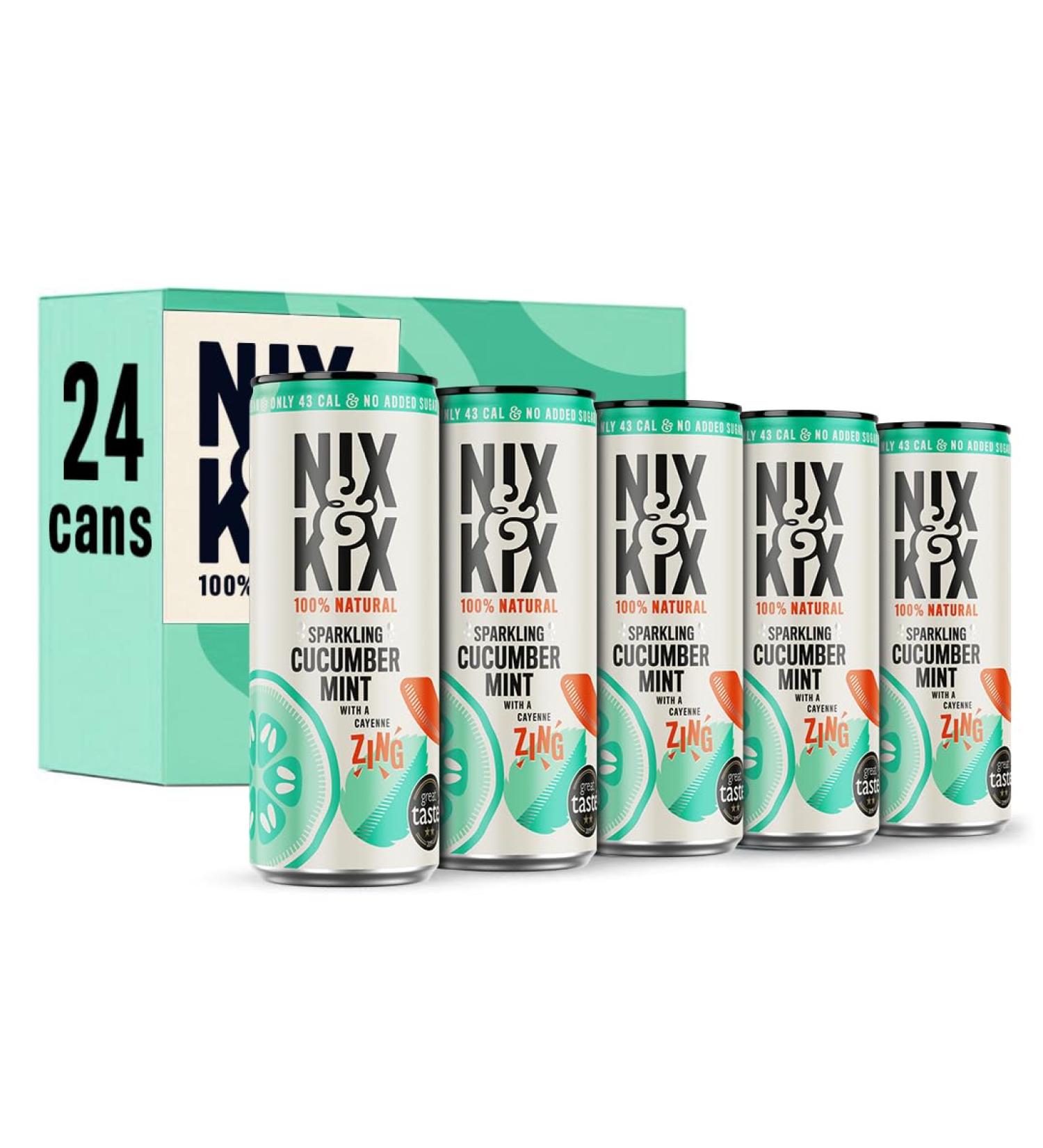 NIX AND KIX Nix & Kix Cucumber and Mint (24 x 250 ml) No added sugar or sweeteners Low calorie Naturally sparkling low-carb beverage - Buy Online on GoSupps.com