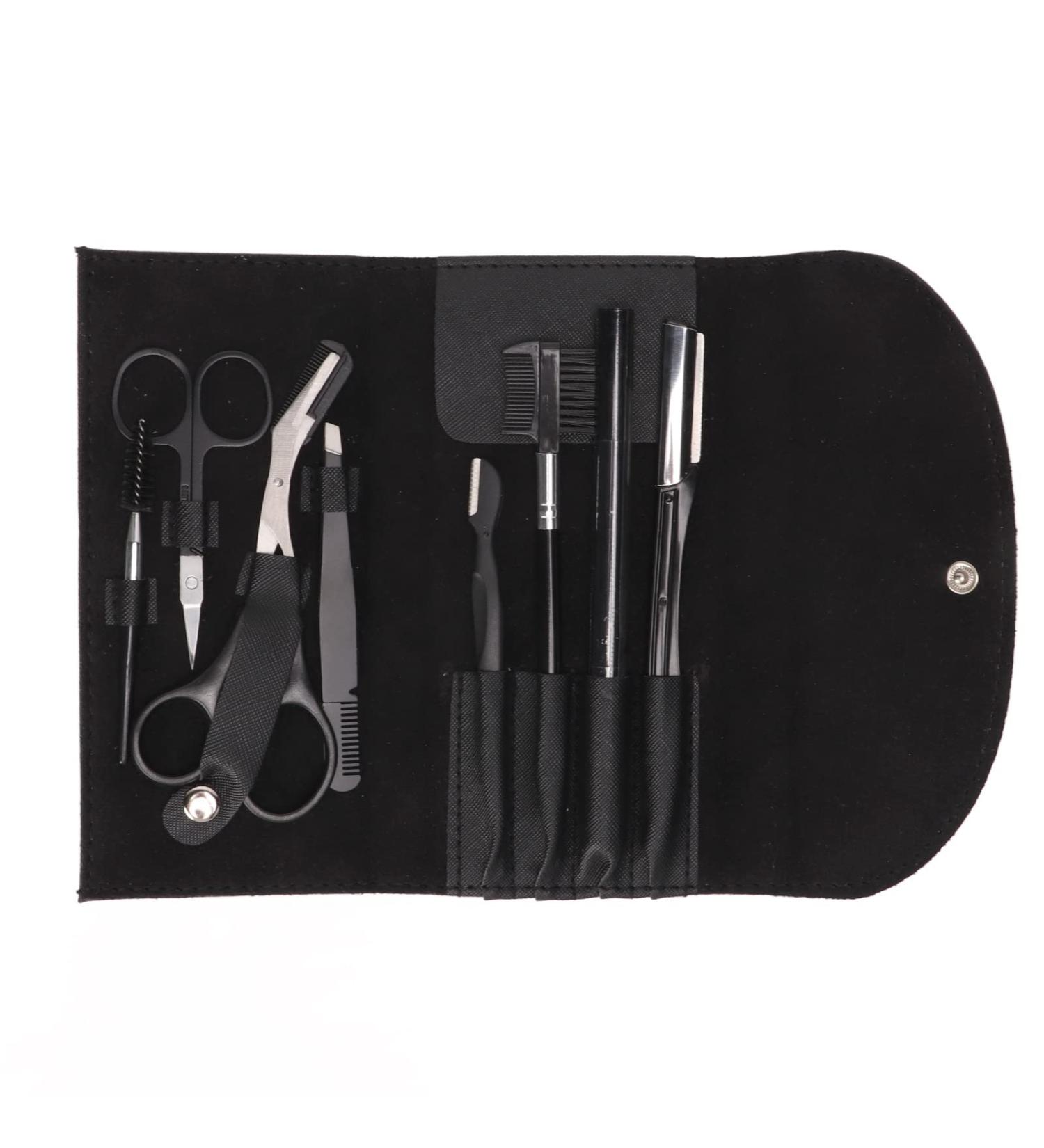 Professional Eyebrow Grooming Kit for Men & Women - 8-Piece Rust Proof Stainless Steel Eyebrow Trimmer Set - Buy Online on GoSupps.com