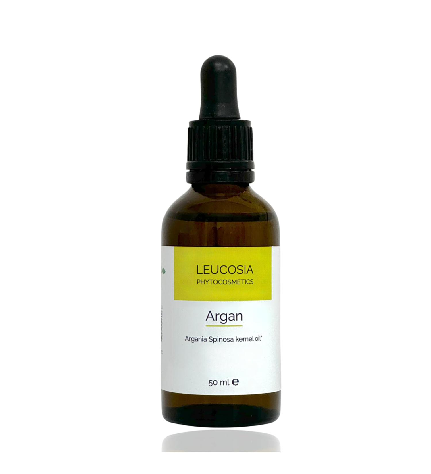 Leucosia Argan Oil - Organic Argan Oil for Hair Body Face Nails - 100% Pure and Organic Argan Oil - Certified Argan Oil 50 ml - Buy Online on GoSupps.com
