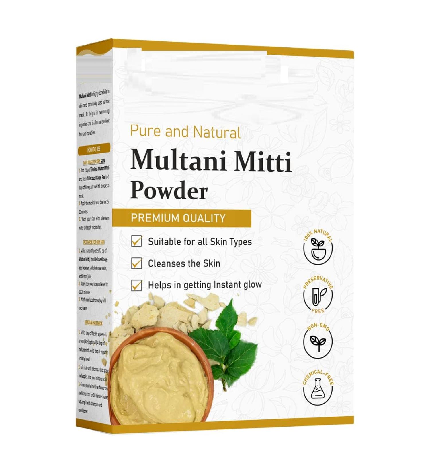 100% Natural Multani Mitti powder for Exfoliating Soothing Nourishing 200 Grams - Buy Online on GoSupps.com