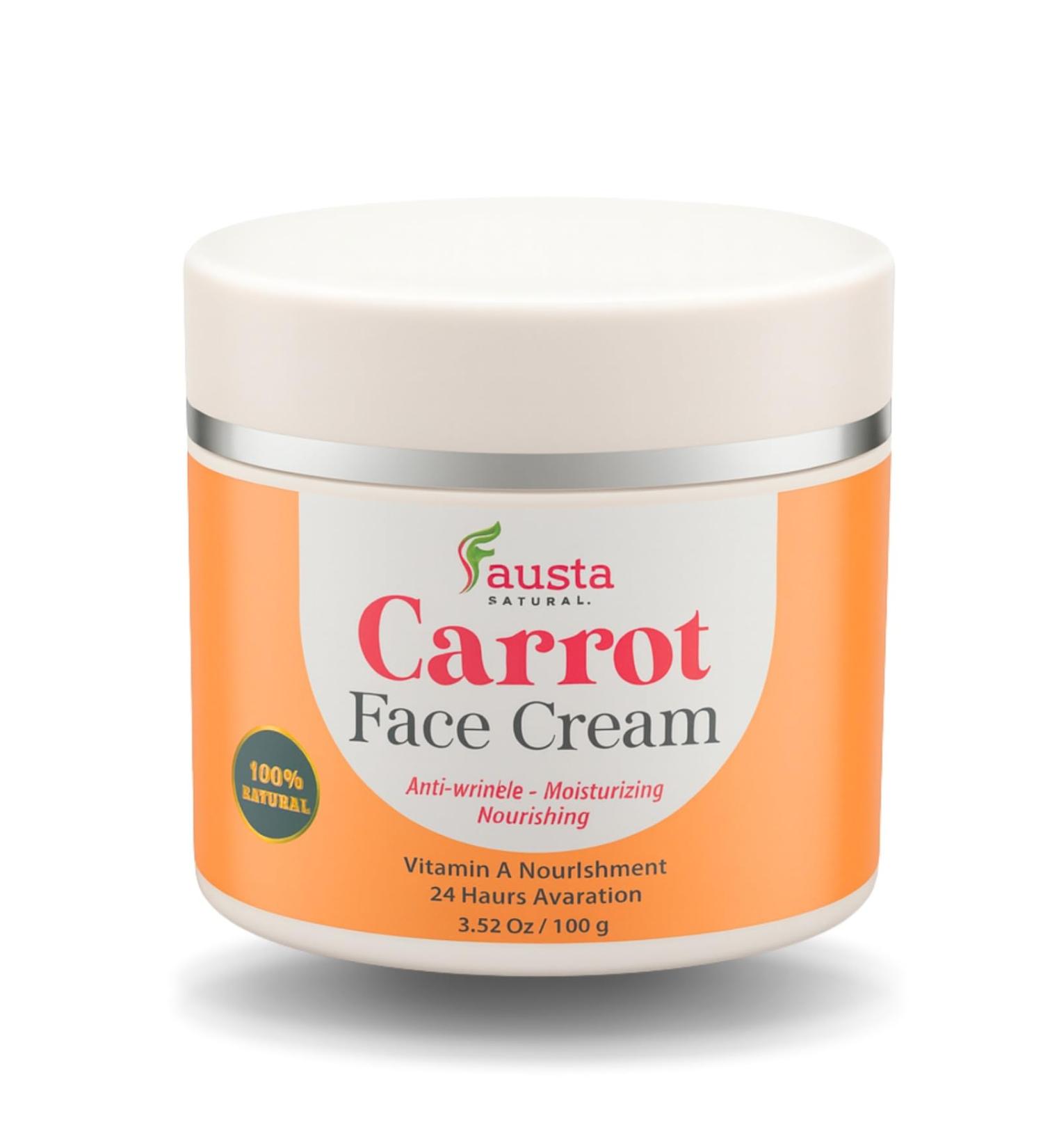 FAUSTA NATURAL Carrot Face Cream Vitamin A Rich Moisturizing & Nourishing Cream for Smooth Hydrated Radiant Skin 100% Natural Formula for Daily Skin Care 3.52 oz - Buy Online on GoSupps.com