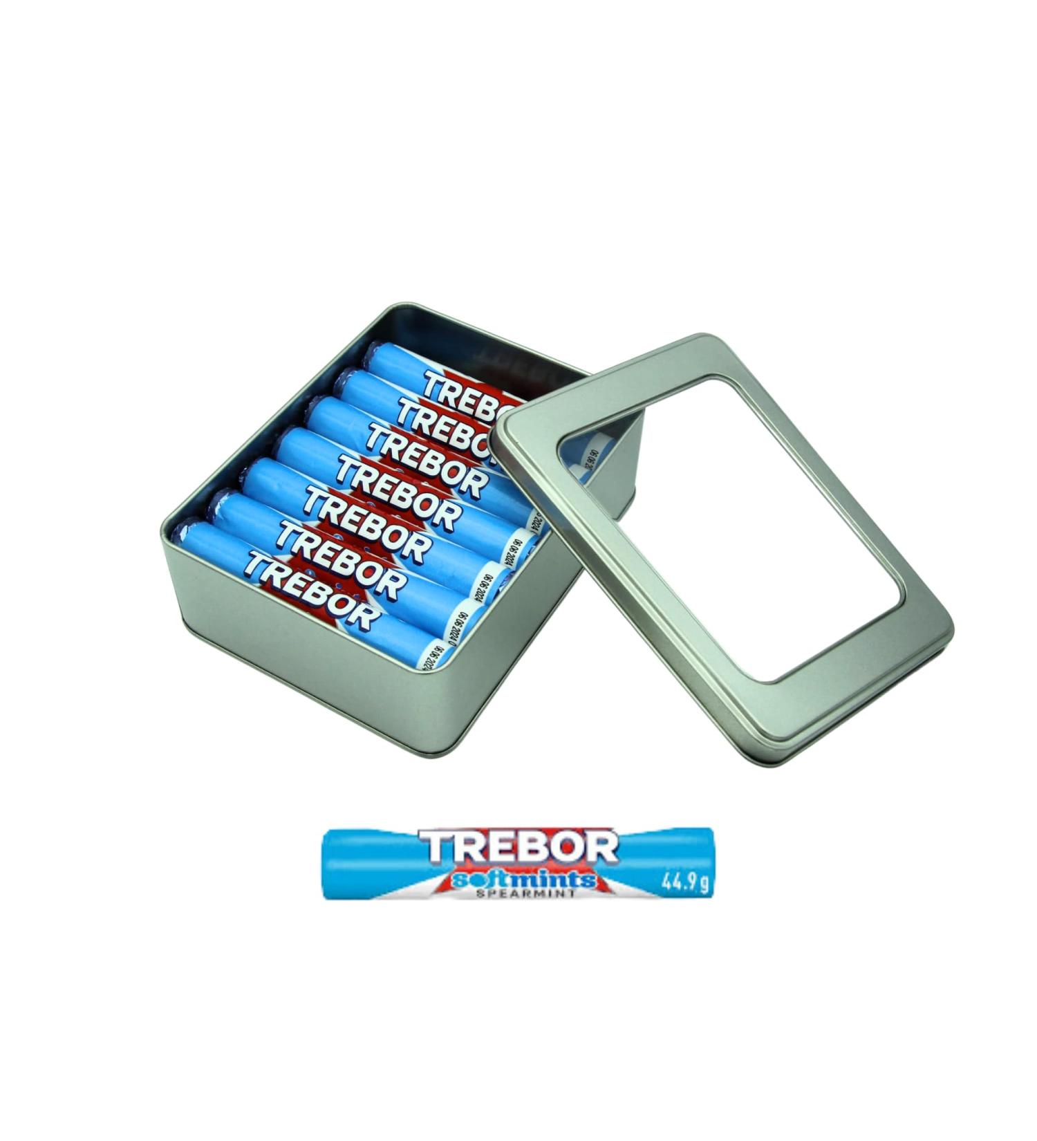 Trebor Softmints Spearmint Mints 14 Rolls x 44g Bundle with Silver Refillable Window Lid Tin - Gluten Free and Vegan - Buy Online on GoSupps.com