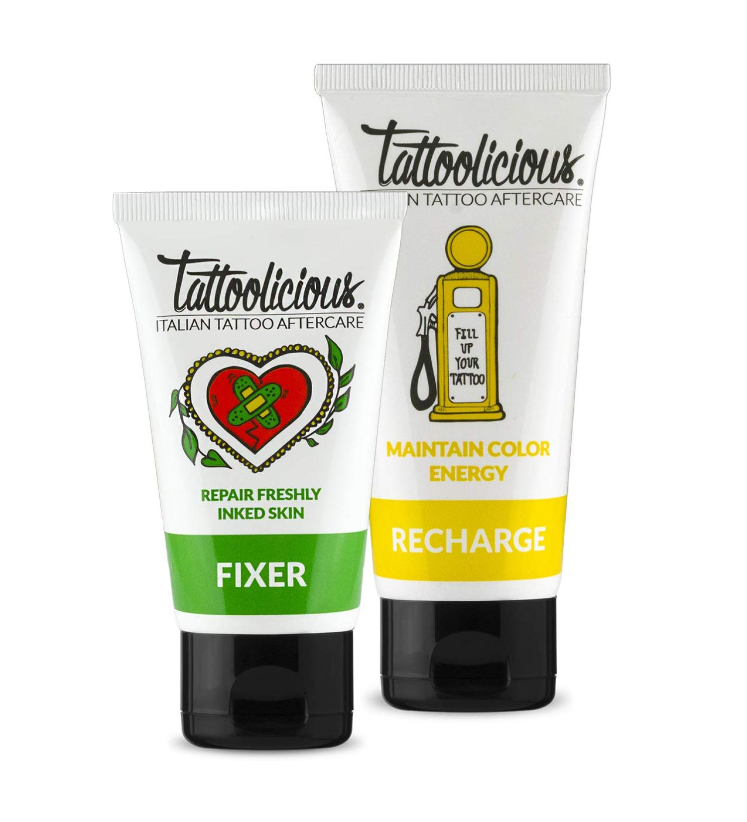 Tattoolicious COMBO CARE FIXER The Soothing Cream for New Tattoo 75 ml + Refill The Revitalizing Tattoo Cream 100 ml - With Organic Active Ingredients. - Buy Online on GoSupps.com
