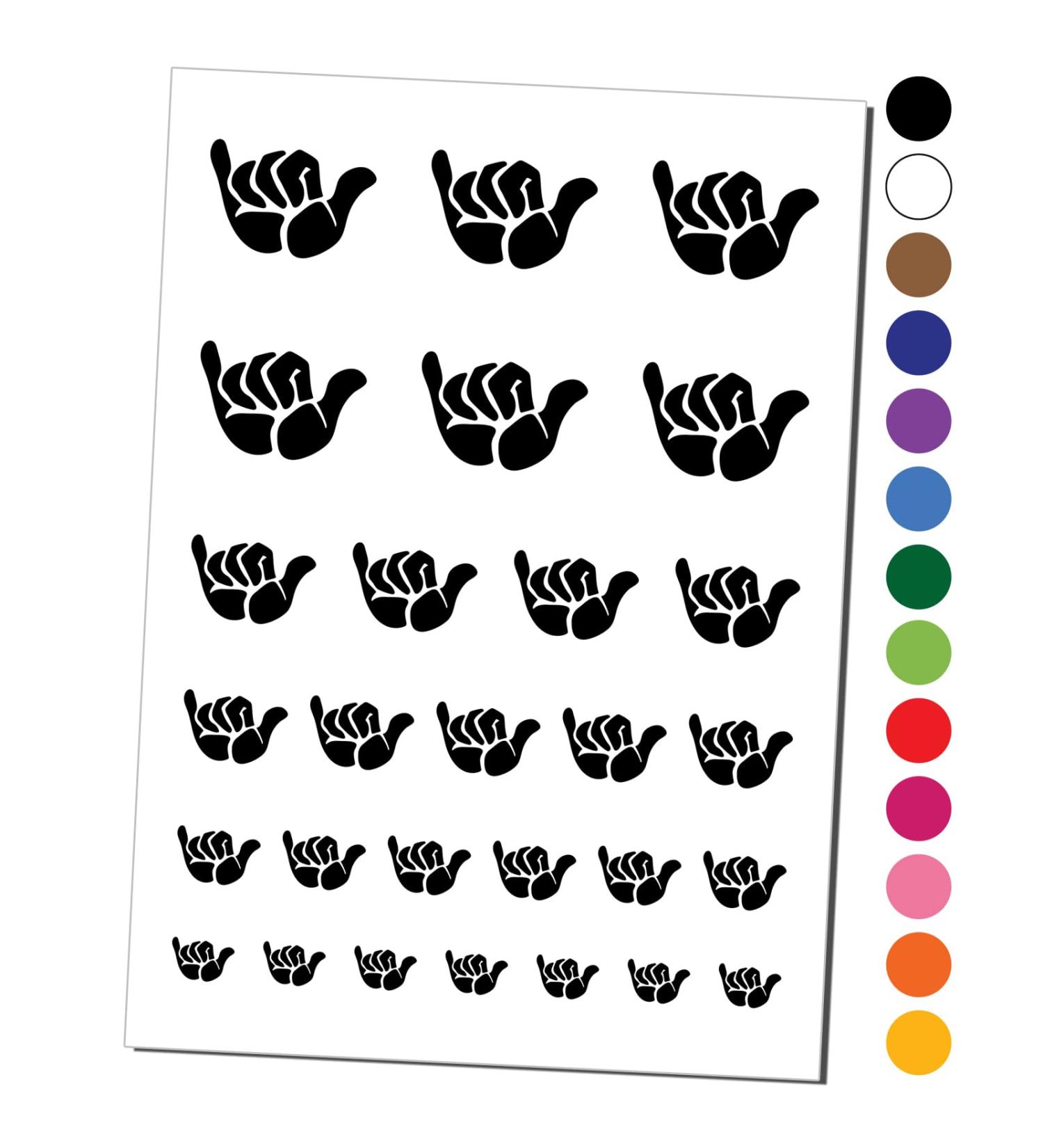 Shaka Hang Loose Surfer Sign Temporary Tattoo Set - Black | Water Resistant Fake Body Art Collection - Buy Online on GoSupps.com