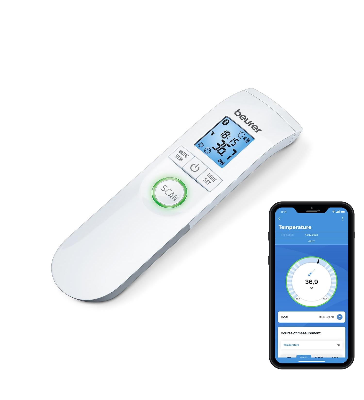 Beurer FT95 Contactless Thermometer with Bluetooth & Free App - Fever Alert, Memory Function - Monitor Temperature Effectively - Buy Online on GoSupps.com
