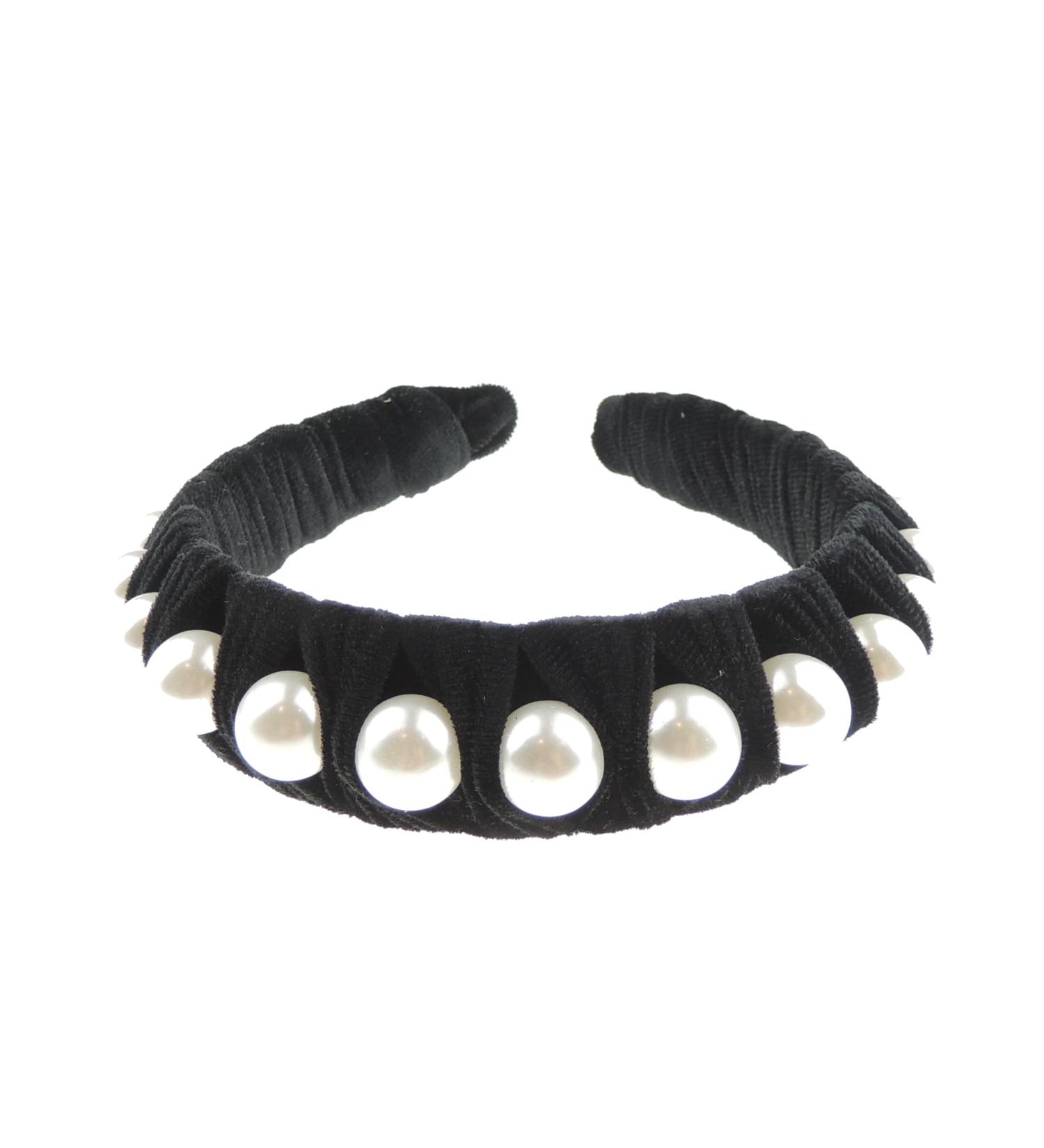 Womens Luxury Velvet Evening Faux Pearl Winter Formal Wide Fabric Headband Alice Band Hair Accessory Hairband Christmas Birthday Wedding Gift Bridesmaid Prom Dance Holiday Pageant Prom (Black)