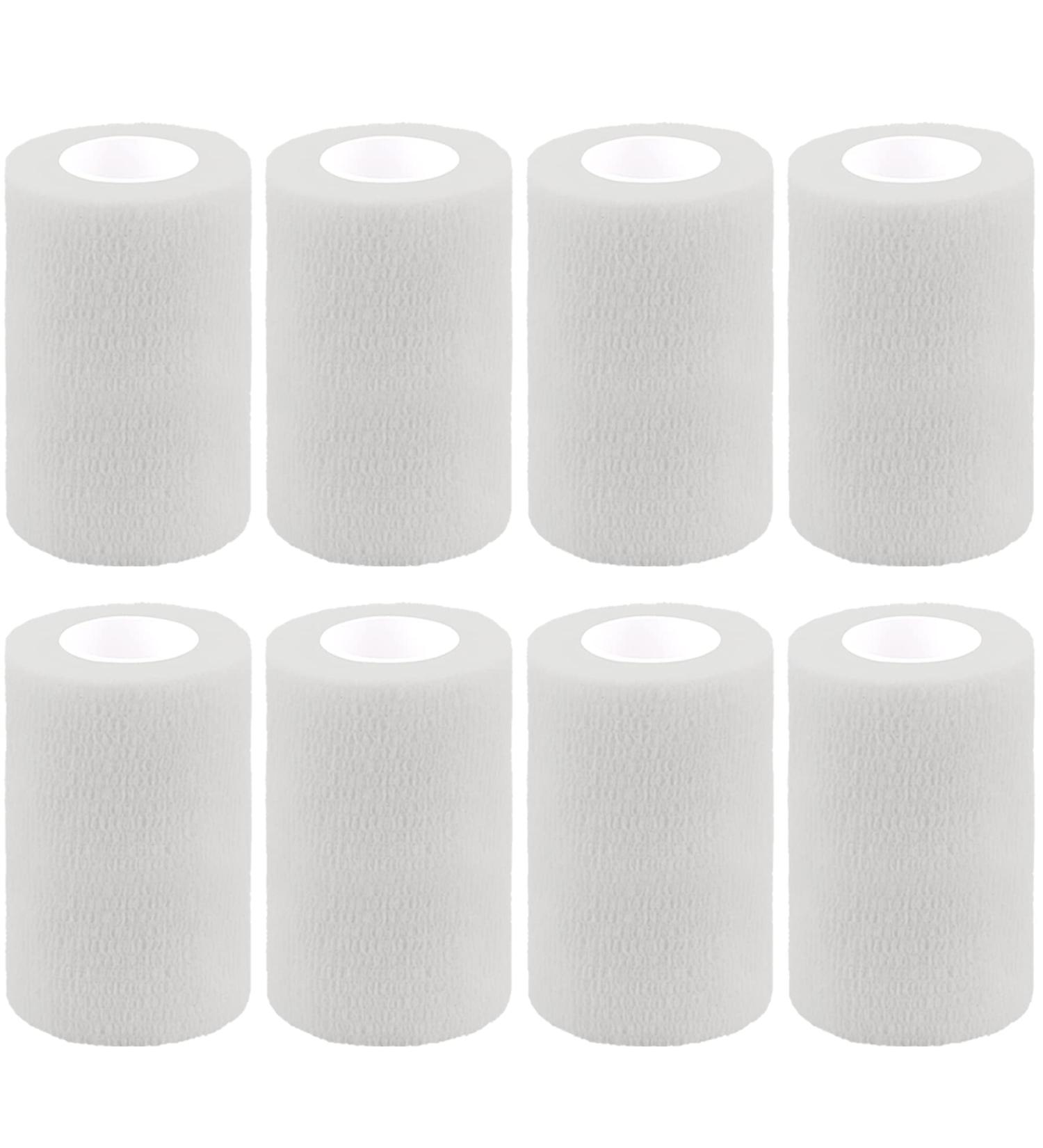 BQTQ 4 Inch Cohesive Bandage Wrap Tape - Self Adherent Stretch Bandage for Humans and Animals - Ideal for Ankle Sprains and Swelling - White (8 Rolls) - Buy Online on GoSupps.com