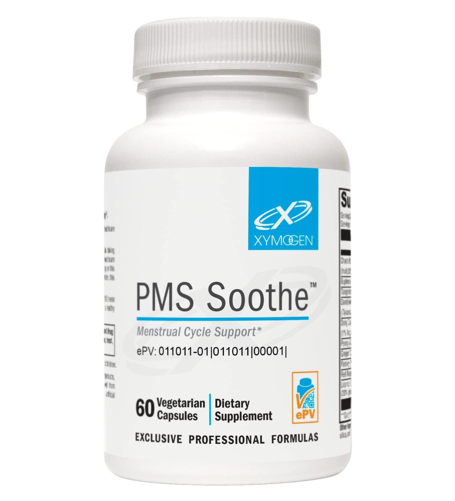 XYMOGEN PMS Soothe Cycle Support Supplement for Women - with Dong Quai, Chaste Tree Extract, Dandelion, Ginger & Licorice Root - Vegan + Gluten Free (60 Capsules) - Buy Online on GoSupps.com