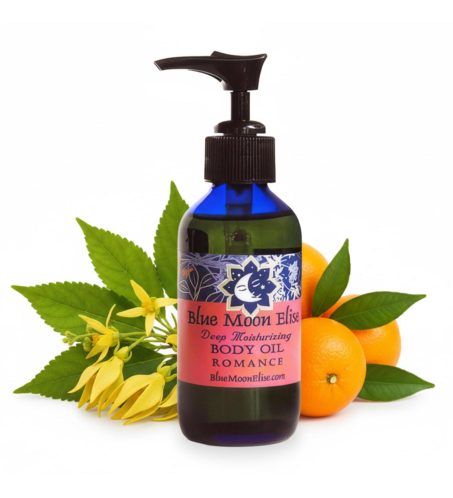 Blue Moon Elise Aromatherapy Body Oil - Hydrating Body Oil with Almond Apricot & Coconut Oils - Scented with Pure Essential Oils for Women Men & Dry Skin (Romance 4 oz) 4 Fl Oz Romance - Buy Online on GoSupps.com