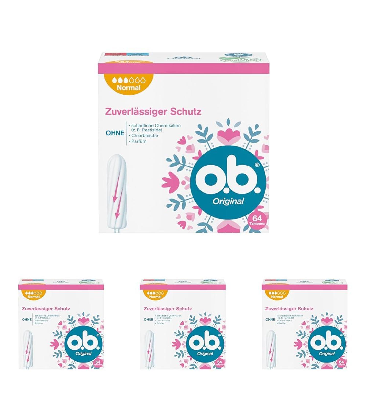 Buy Original Normal Tampons for Medium/Stronger Days | StayDry Technology & Curved Grooves | Reliable Protection (64 Pack) - Buy Online on GoSupps.com