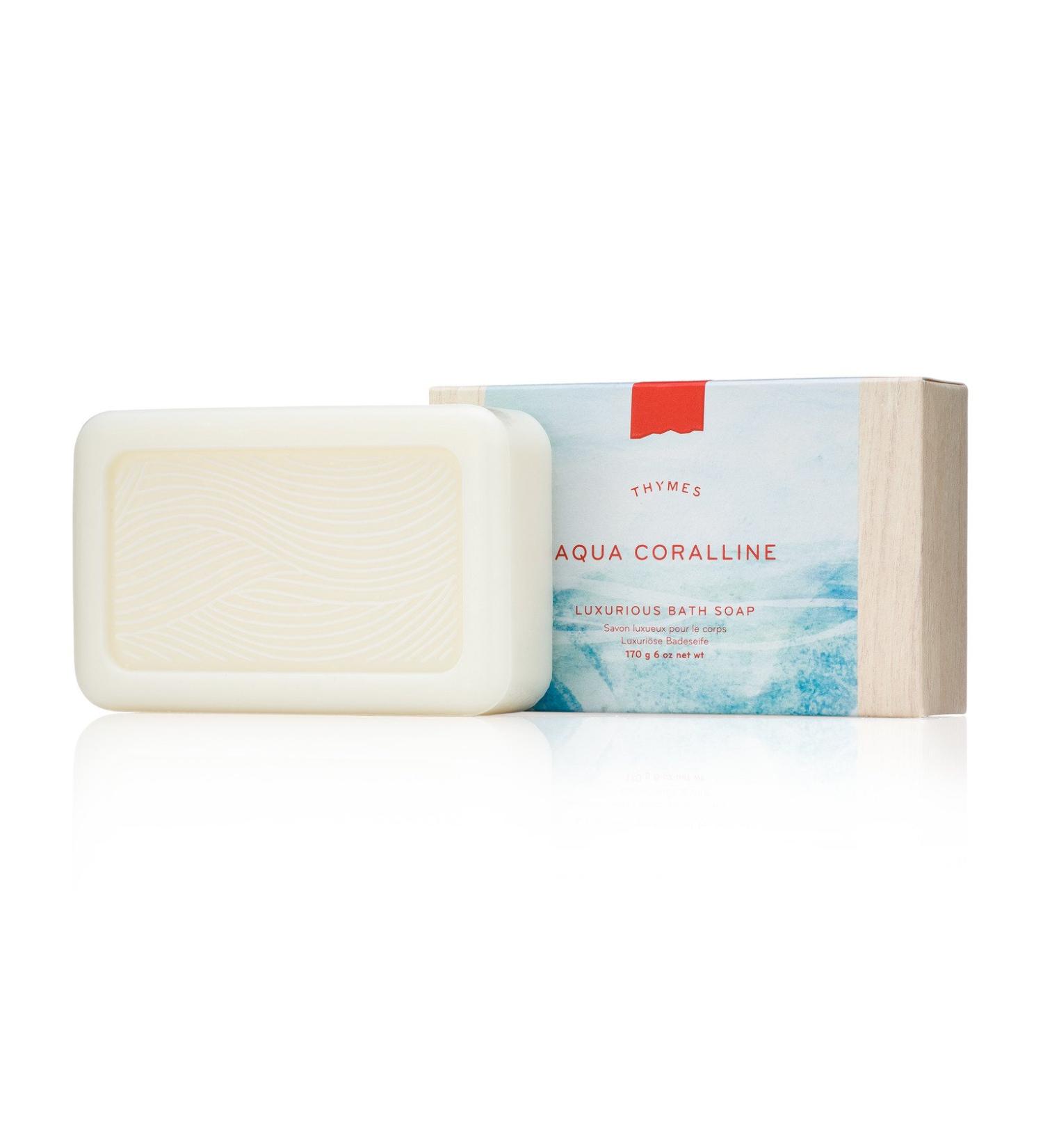 Thymes Aqua Coralline Bath Soap - 6 Oz | Gentle Bar Soap Cleanser | International Shipping Available - Buy Online on GoSupps.com