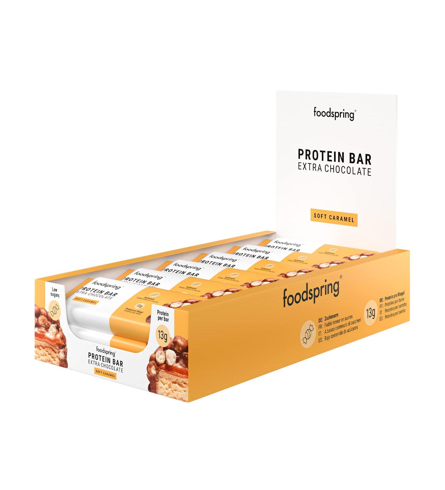 foodspring Protein Bar Extra Chocolate - 13 g protein per bar no added sugar snacks to take after sports or on the go - Sof - Buy Online on GoSupps.com