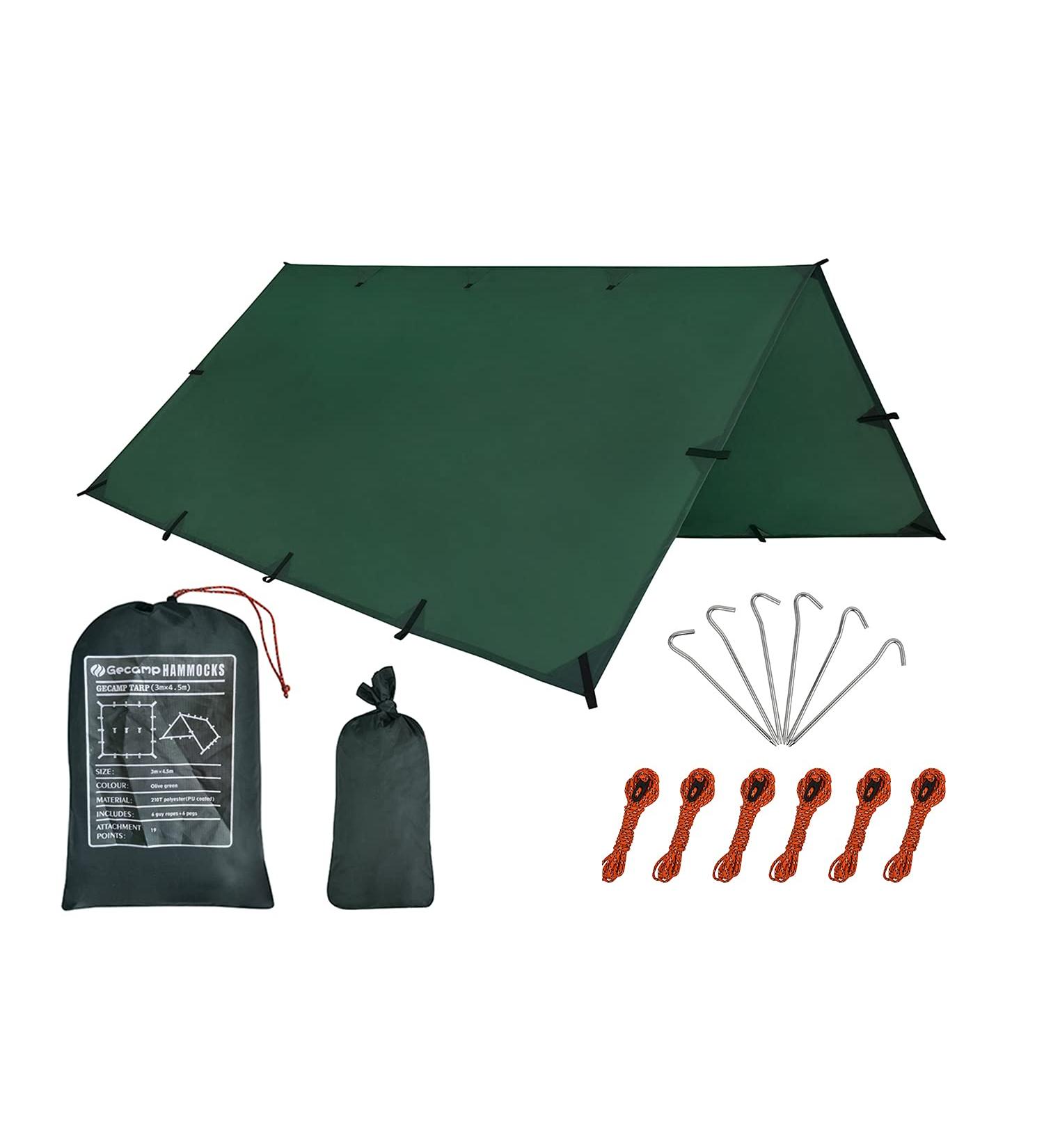 Camping Tent Tarp Hammock Rain Fly Tarp | Waterproof 10X10FT Green Tarp for Backpacking | Lightweight Emergency Shelter Tarp - Buy Online on GoSupps.com