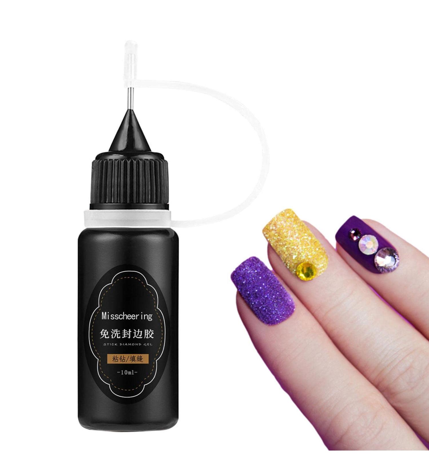 Rhinestone Glue Gel with Tip Nail Gems and Rhinestones Adhesive Sealing No Wipe Gel Glue for Nails - Firmly Quick Attached Glue Gel Clear for Resin Gems Diamonds Jewelry Gel Nail Polish/ - Buy Online on GoSupps.com