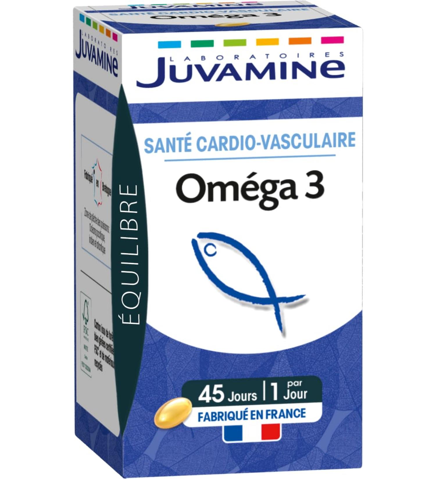 JUVAMINE - Omega 3 - Cardiovascular Health - Contributes to normal heart function - 45 capsules for a 45-day program - Made in France - Buy Online on GoSupps.com