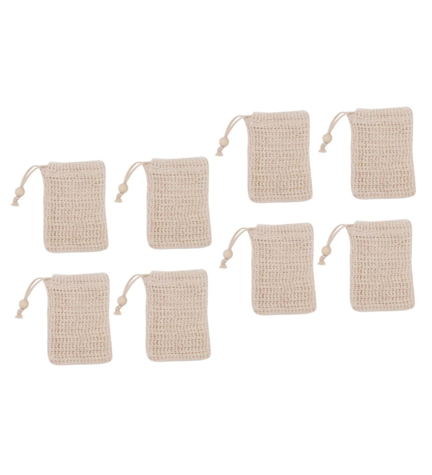 FRCOLOR 8 Pcs Cotton Linen Soap Pouches - Natural Sisal Drawstring Bags for Soaps | Eco-Friendly Durable & Perfect for Women - Khaki Color - Buy Online on GoSupps.com