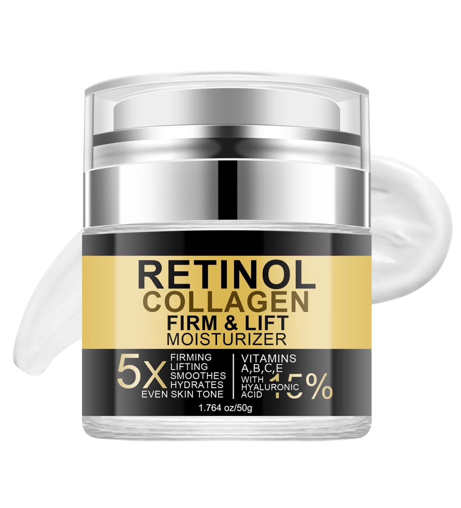 Retinol Face Moisturizer - Anti Aging Face Cream with Collagen & Retinol Serum Wrinkle Cream for Women & Men - Day & Night Face Cream for Dry Skin Neck Firming - Instant Face Lift Effect 1.76oz - Buy Online on GoSupps.com