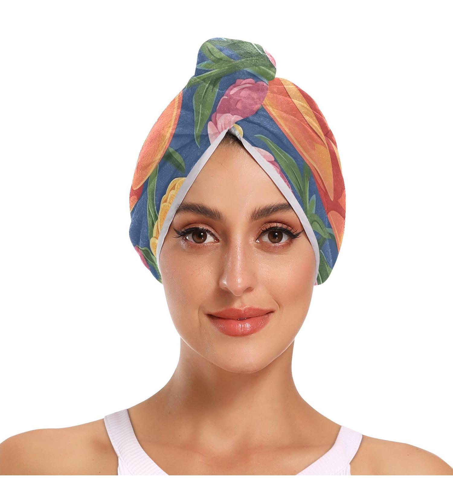 Blooming Tulips Hair Towel 2 Pack | Super Absorbent Quick Dry Turbans for Women & Girls - Buy Online on GoSupps.com