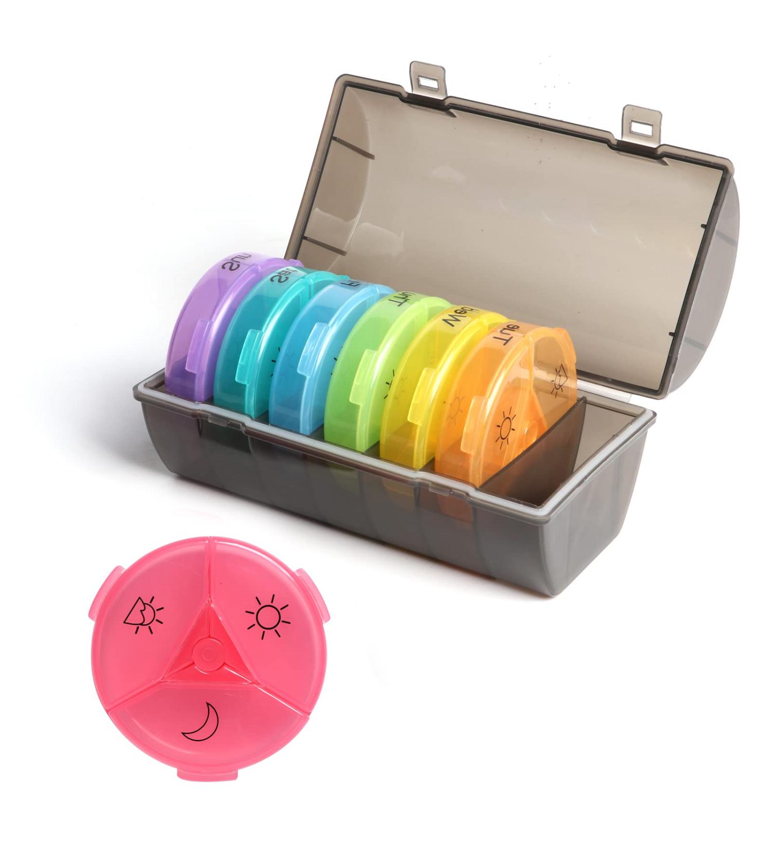 7-Day Portable Travel Pill Dispenser and Reminder Box | Detachable & Easy-to-Carry Pill Organizer for Vitamins and Medications (3 Times a Day) - Buy Online on GoSupps.com