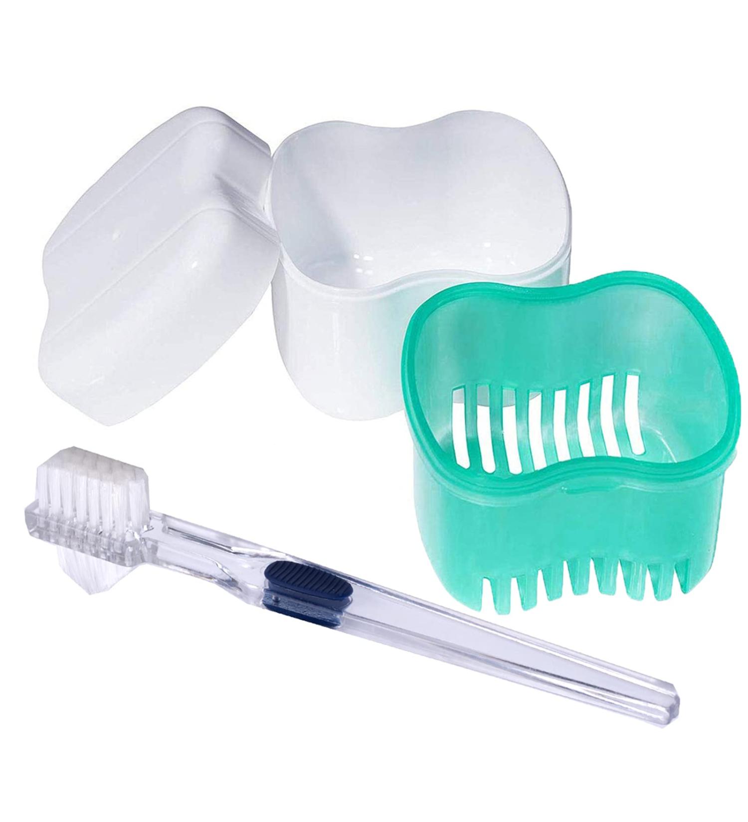 Denture Case with Lid and Basket - Denture Cup for Soaking and Cleaning - Buy Online on GoSupps.com