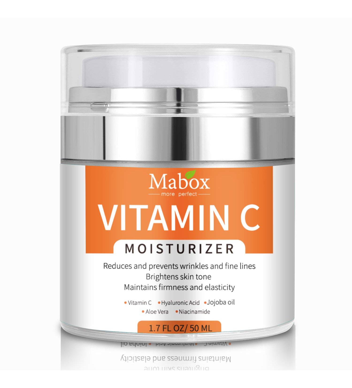 Mabox Vitamin C Moisturizer Cream with Vit E, Hyaluronic Acid, Niacinamide - Dark Spot Remover for Face & Body - Anti-Aging Formula (1.7 Fl. Oz) - Buy Online on GoSupps.com