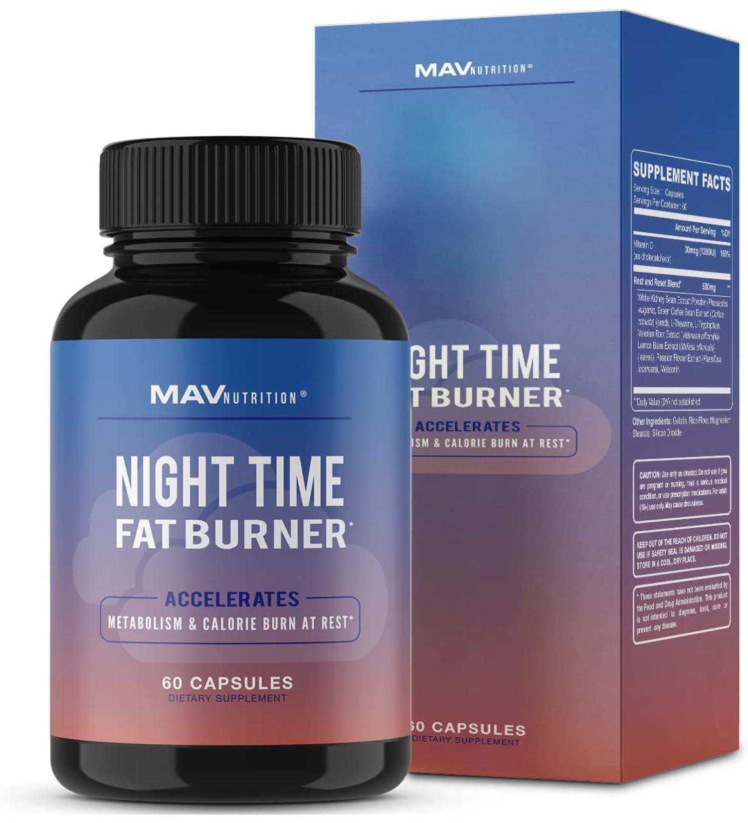 MAV Nutrition Night Time Fat Burner - 60 Capsules | Sleep & Slim for Better Results - Buy Online on GoSupps.com