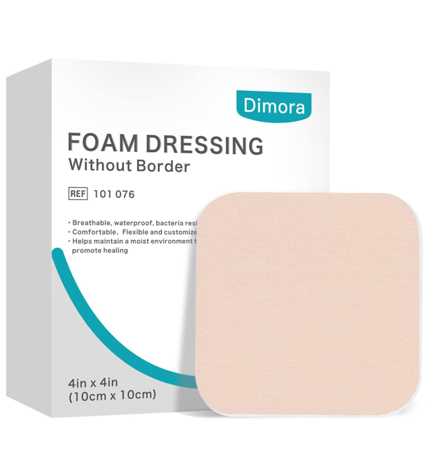 Dimora Foam Dressing - Sterile Non-Adhesive Hydrophilic Pads 4x4" - Highly Absorbent Waterproof Wound Care Dressing (Pack of 10 - Buy Online on GoSupps.com