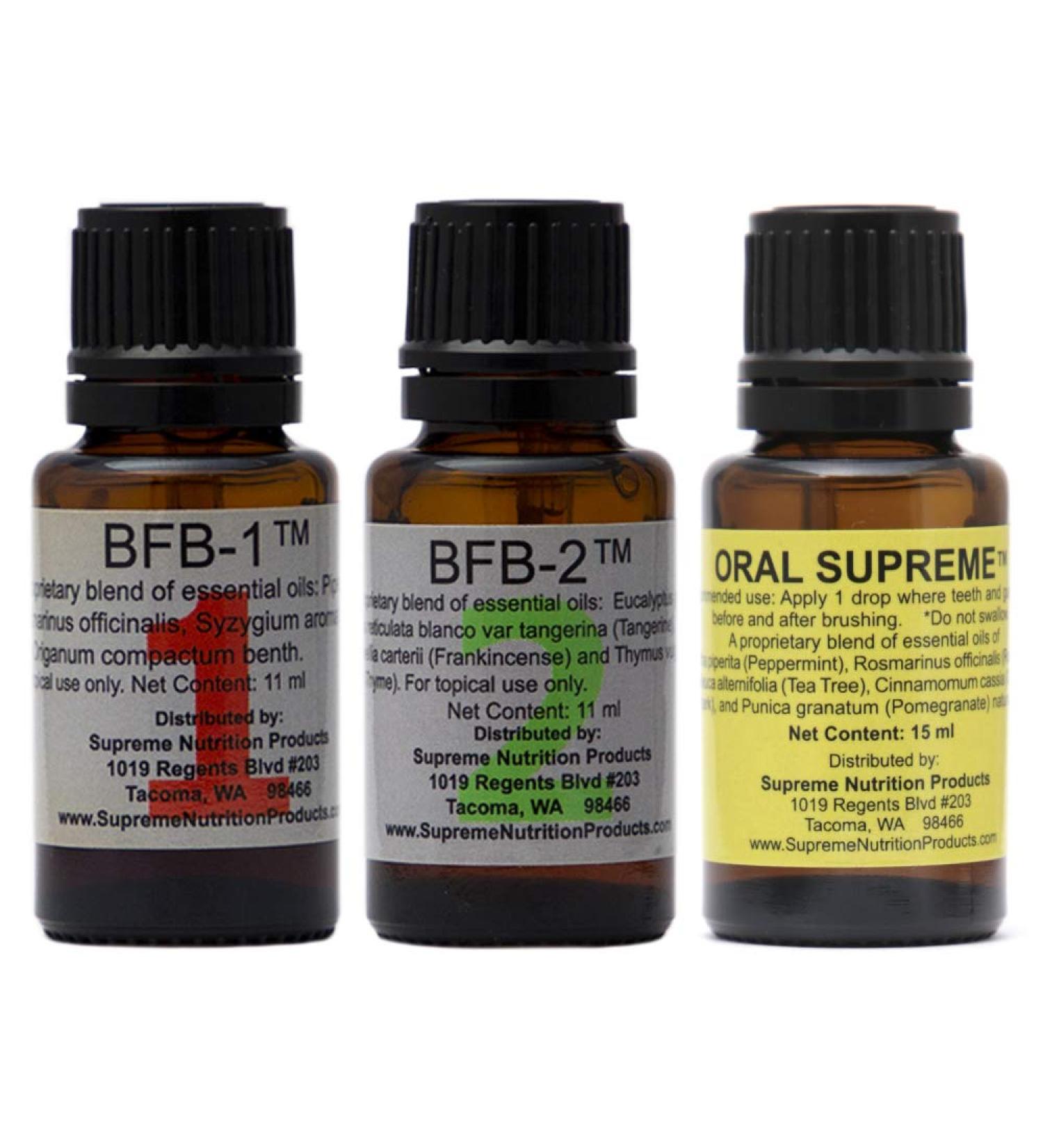 Buy Supreme Nutrition Essential Oil Blends Three Pack - BFB-1 BFB-2 & Oral Supreme | International Shipping Available - Buy Online on GoSupps.com