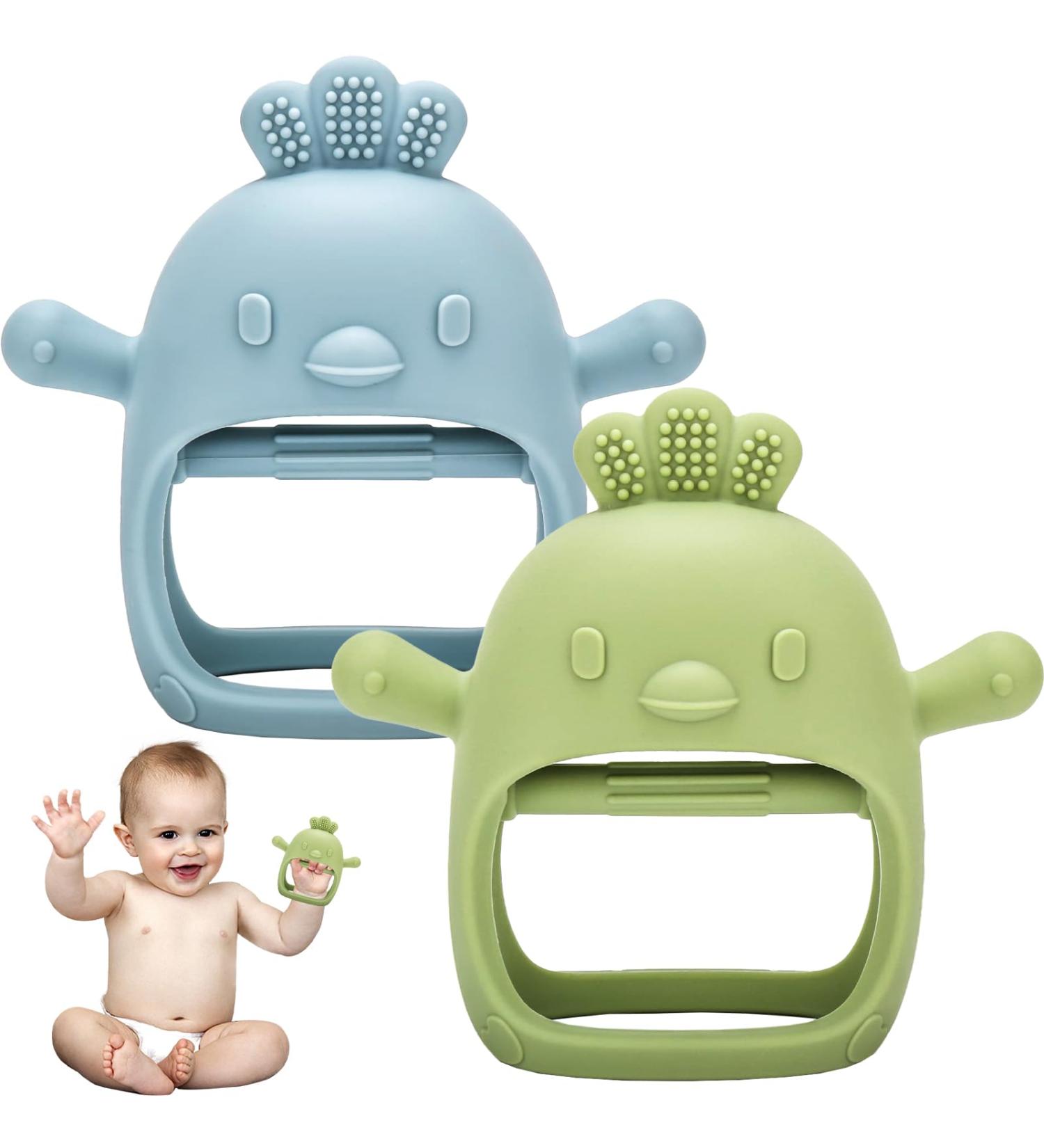 Baby Teething Toys 2 Pack Teether for Baby Silicone Mitten Glove Teether for Sucking Needs Baby Teethers Toys 0-3-6-12 Months Hand Pacifier Chew Toys for Teething Pain Relief (Blue/Green) Blue + Green - Buy Online on GoSupps.com