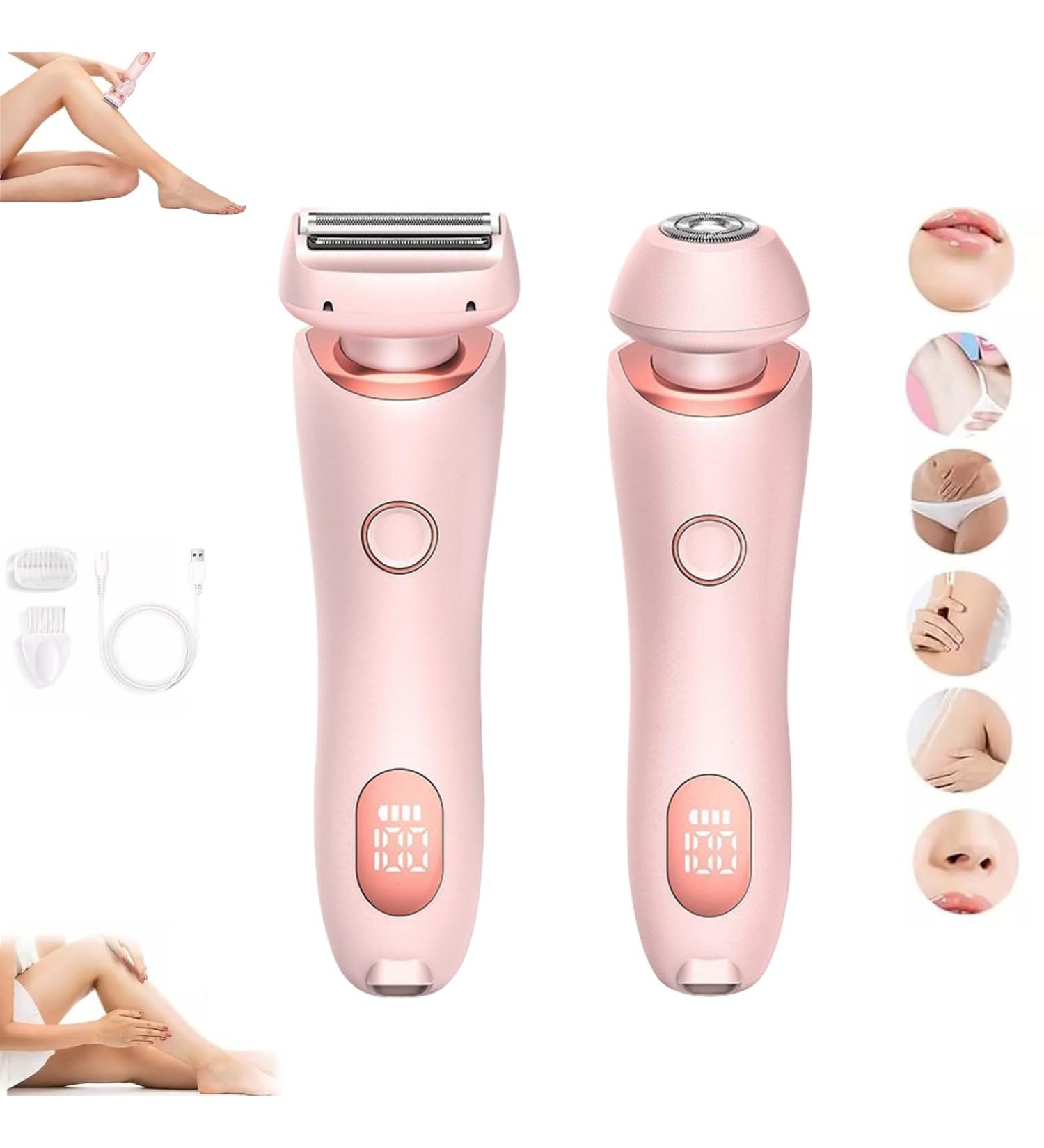 Women s Electric Razor Hypoallergenic Waterproof Rechargeable Digital Display Safe for Sensitive Skin 2 in 1 Triple-Blade Shaver for Face Legs Underarms & Bikini (Pink) - Buy Online on GoSupps.com
