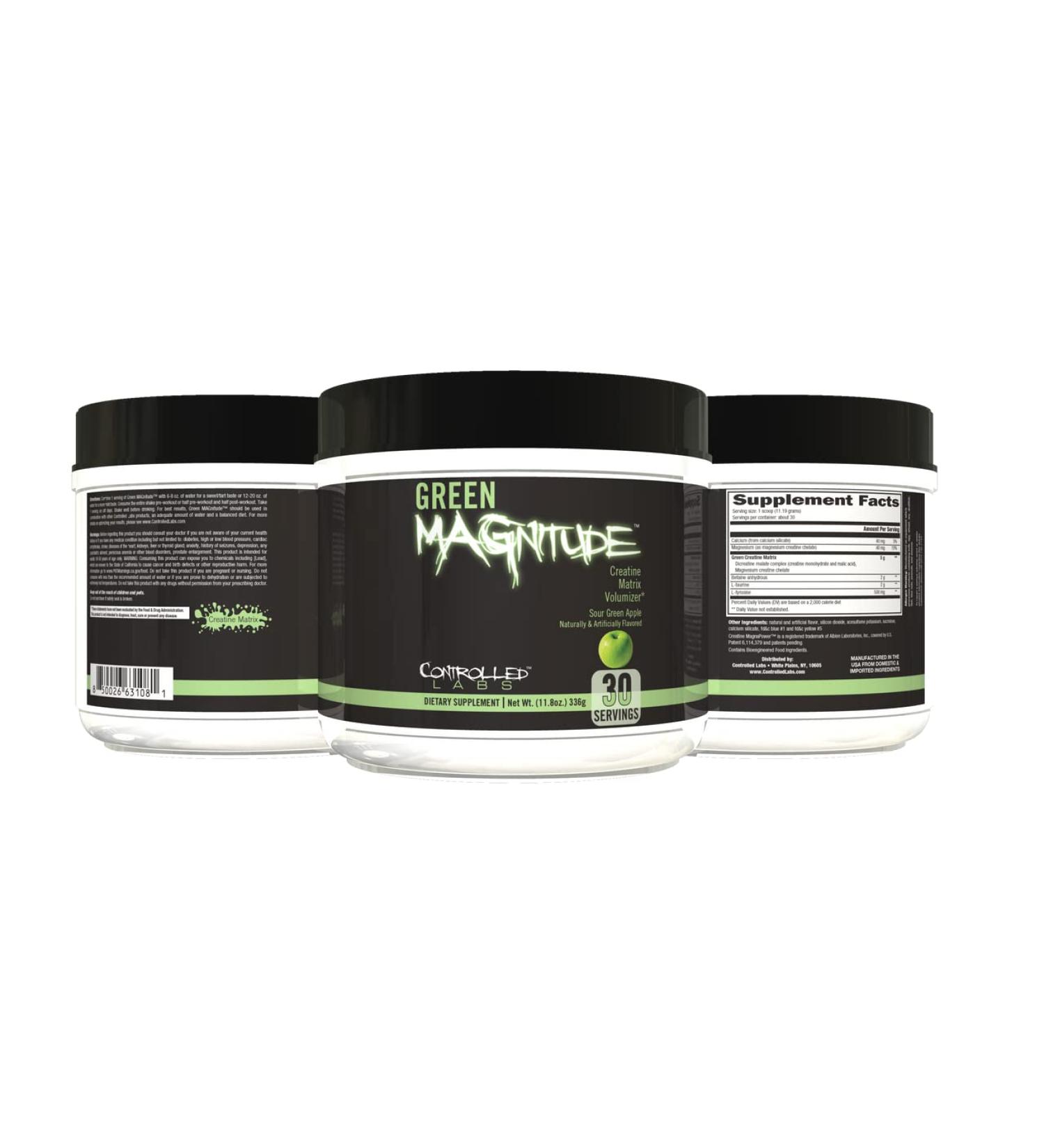 CONTROLLED LABS Green Magnitude Supplement, Synergistic Creatine Formula Powder, Promotes Strength, Stamina, and Performance, (Sour Green Apple, 30 Servings) Sour Green Apple 11.8 Ounce (Pack of 1) - Buy Online on GoSupps.com