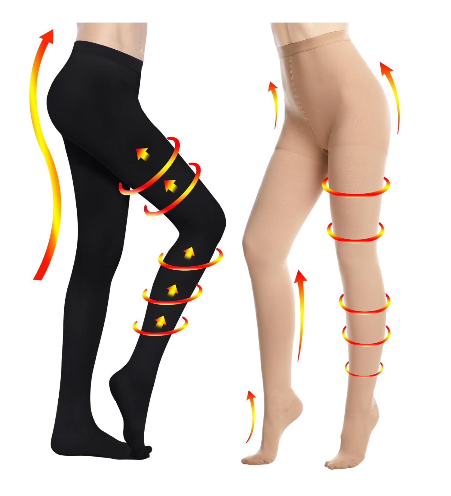 Yisemeya Women's Compression Stockings 20-30 mmHg | Long Support Tights for Varicose Veins & Edema | Comfortable Visual Light Toes | International Shipping - Buy Online on GoSupps.com