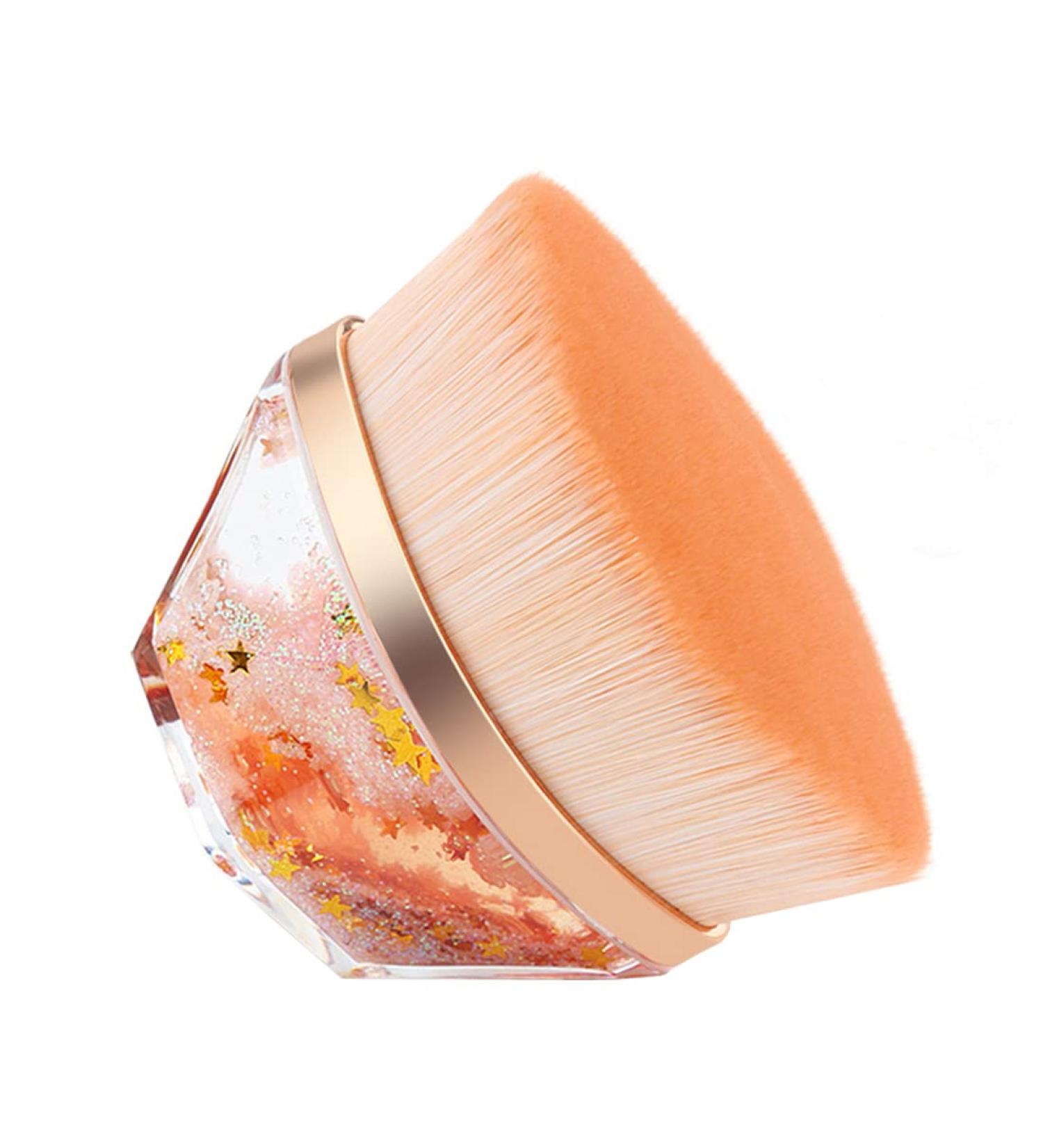 Flat Top Kabuki Brush - Champagne-gold | Foundation Makeup Brush for Face Blush Liquid Powder with Protective Case - Buy Online on GoSupps.com