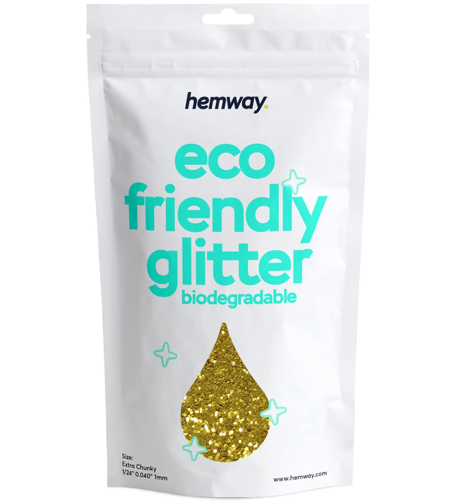 Hemway Biodegradable Eco Body Glitter - Cosmetic Safe Gold 100g | Large Sparkling Glitter for Eco-Friendly Beauty - Buy Online on GoSupps.com