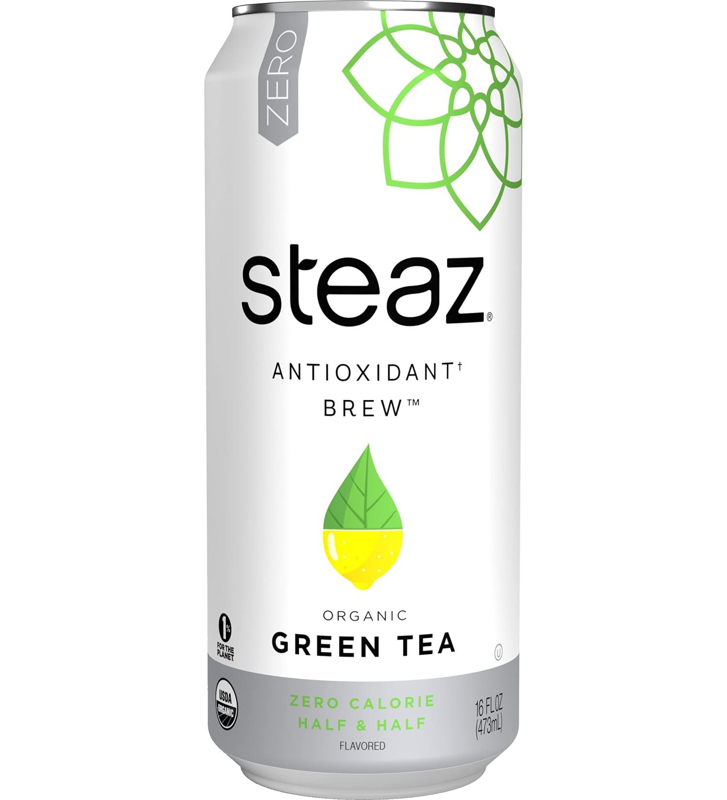 Steaz Organic Iced Green Tea - Zero Calorie Half & Half, 16oz (Pack of 12) | Antioxidant Brew - Buy Online on GoSupps.com