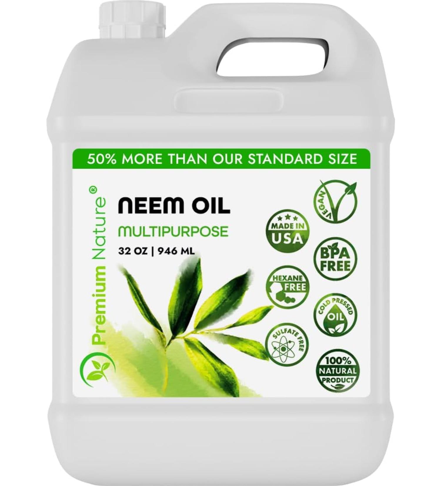 Premium Nature Organic Neem Oil For Skin - Natural - 32 Oz. - Buy Online on GoSupps.com