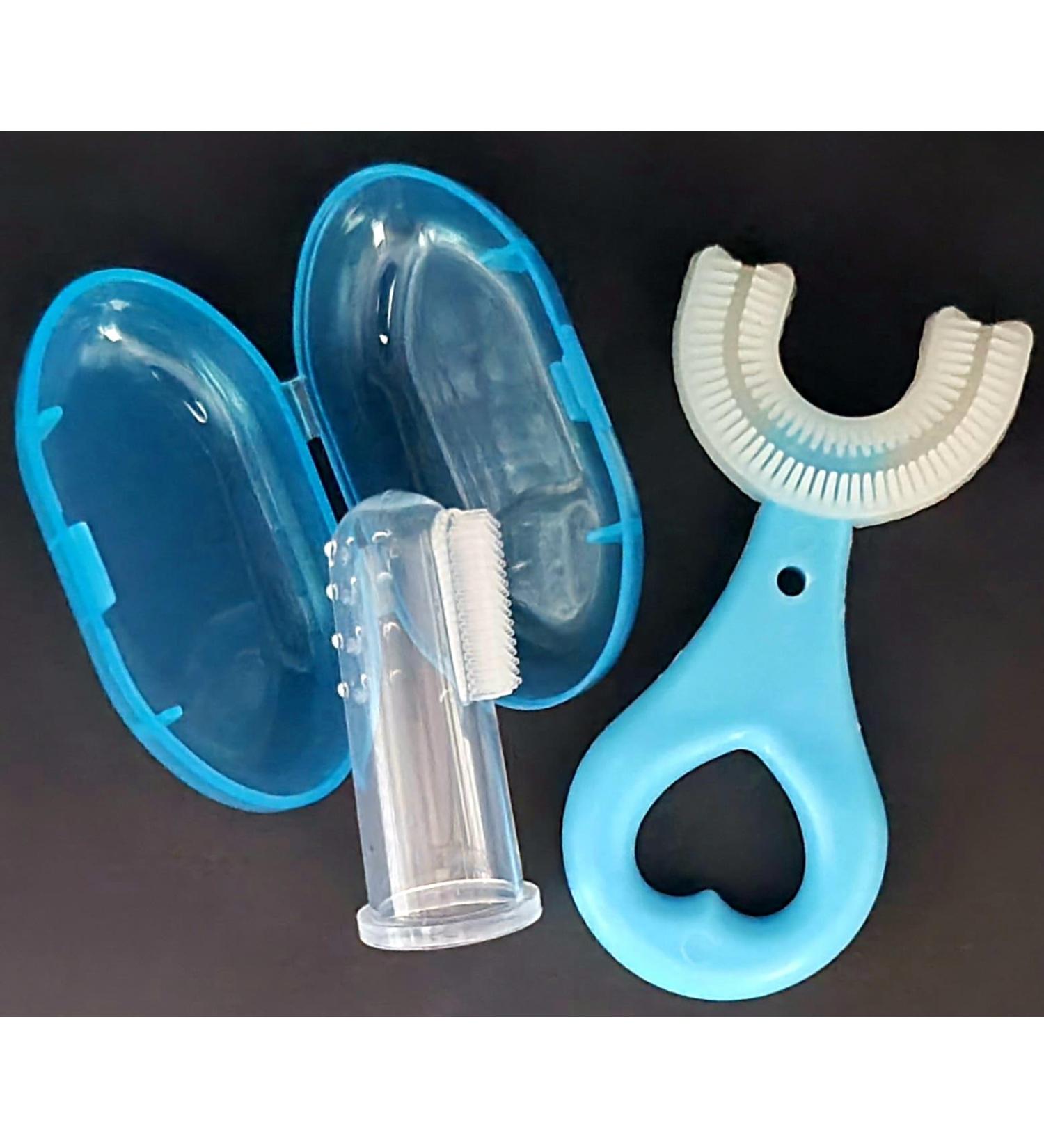 U-Shaped & Finger Kids Gum and Toothbrush - Blue Heart (Pack of 2) | International Shipping Available - Buy Online on GoSupps.com