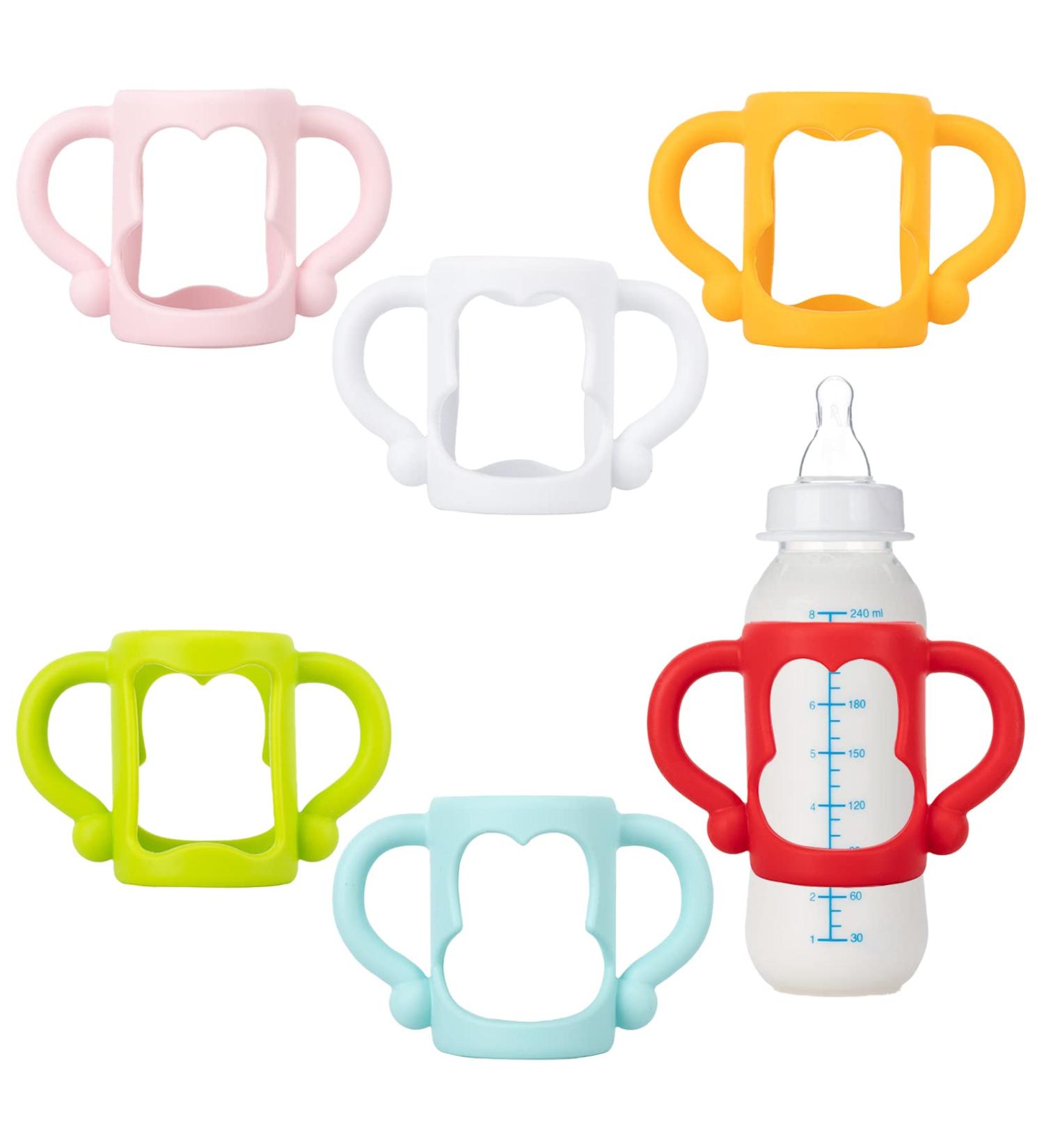 NASHARIA Baby Bottle Holder 6 PCS Multicolor - Hands-Free Feeding for Dr. Brown's Baby Bottles - BPA-Free Easy Grip Design - Buy Online on GoSupps.com