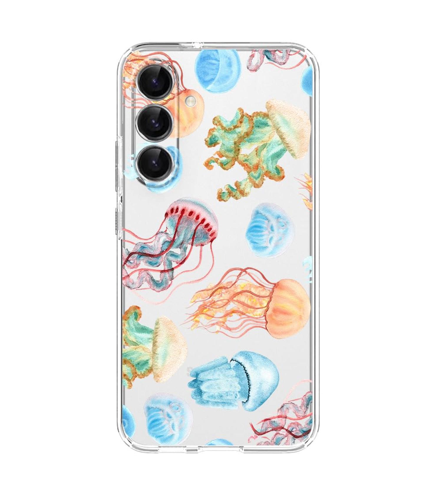 Blingy's for Samsung Galaxy S24 Case Cute Jellyfish Design Fun Ocean Fish Beach Style Transparent Soft TPU Protective Clear Case Compatible for Samsung Galaxy S24 6.2 Inch (Jellyfish) - Buy Online on GoSupps.com