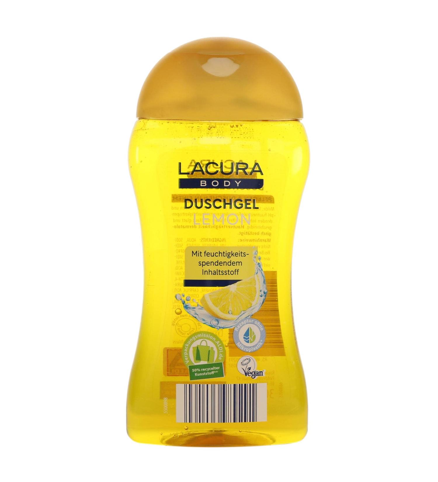 Royal Sanders BV LACURA Body shower gel lemon with moisturizing ingredients vegan 300 ml pack of 2