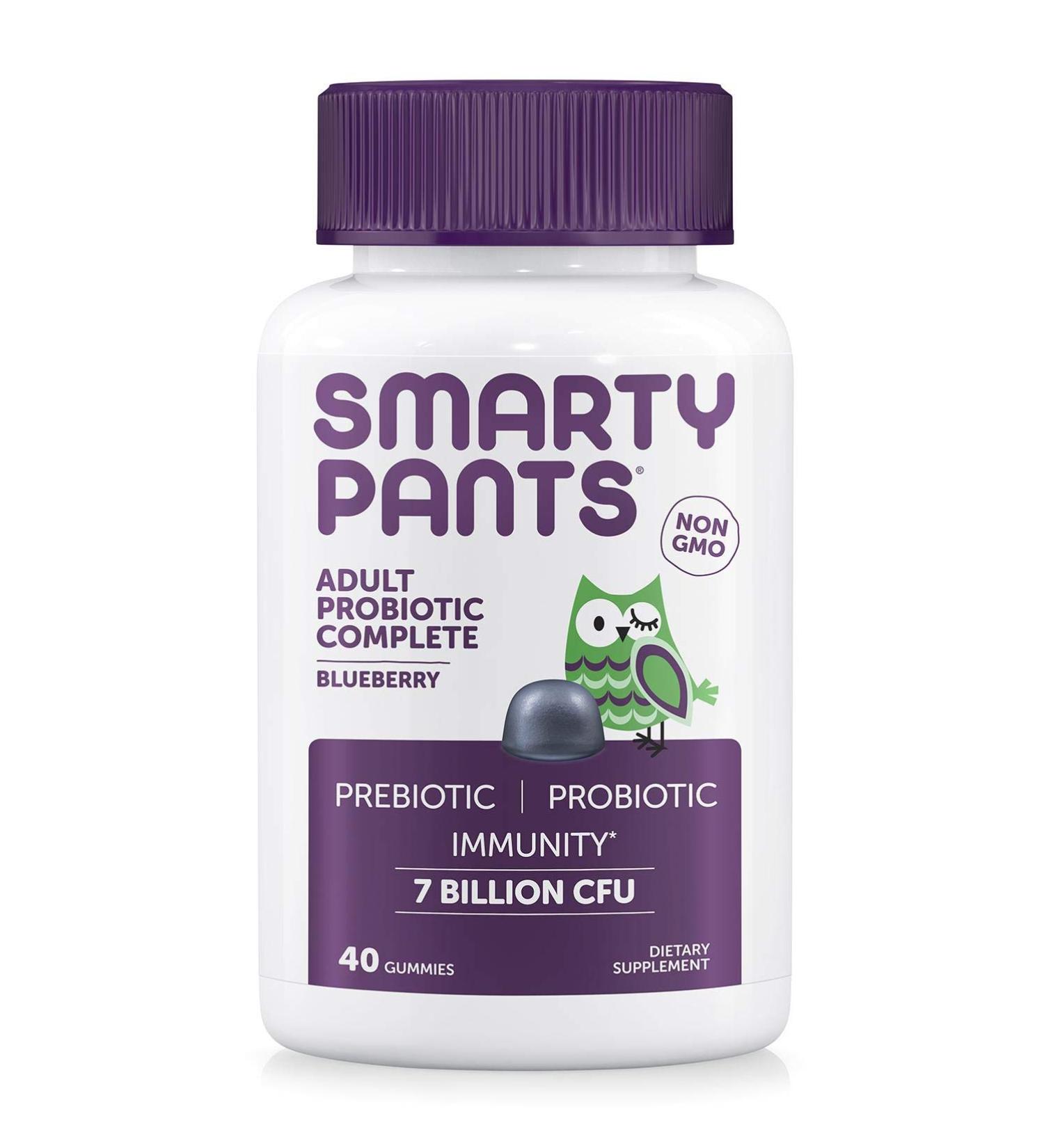 SmartyPants Gummy Vitamins Adult Probiotic Complete Vitamins, Blueberry, 40 Count