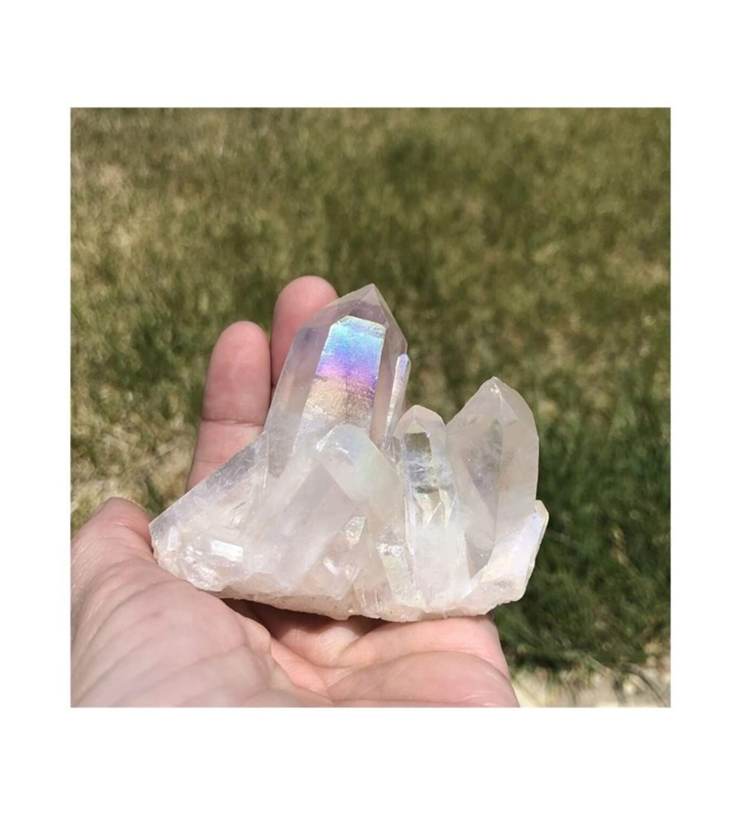 50-60g Natural White Angel Aura Crystal Cluster Electroplating Titanium Coating Quartz Cluster Stone Gifts ZJGIDTEM - Buy Online on GoSupps.com