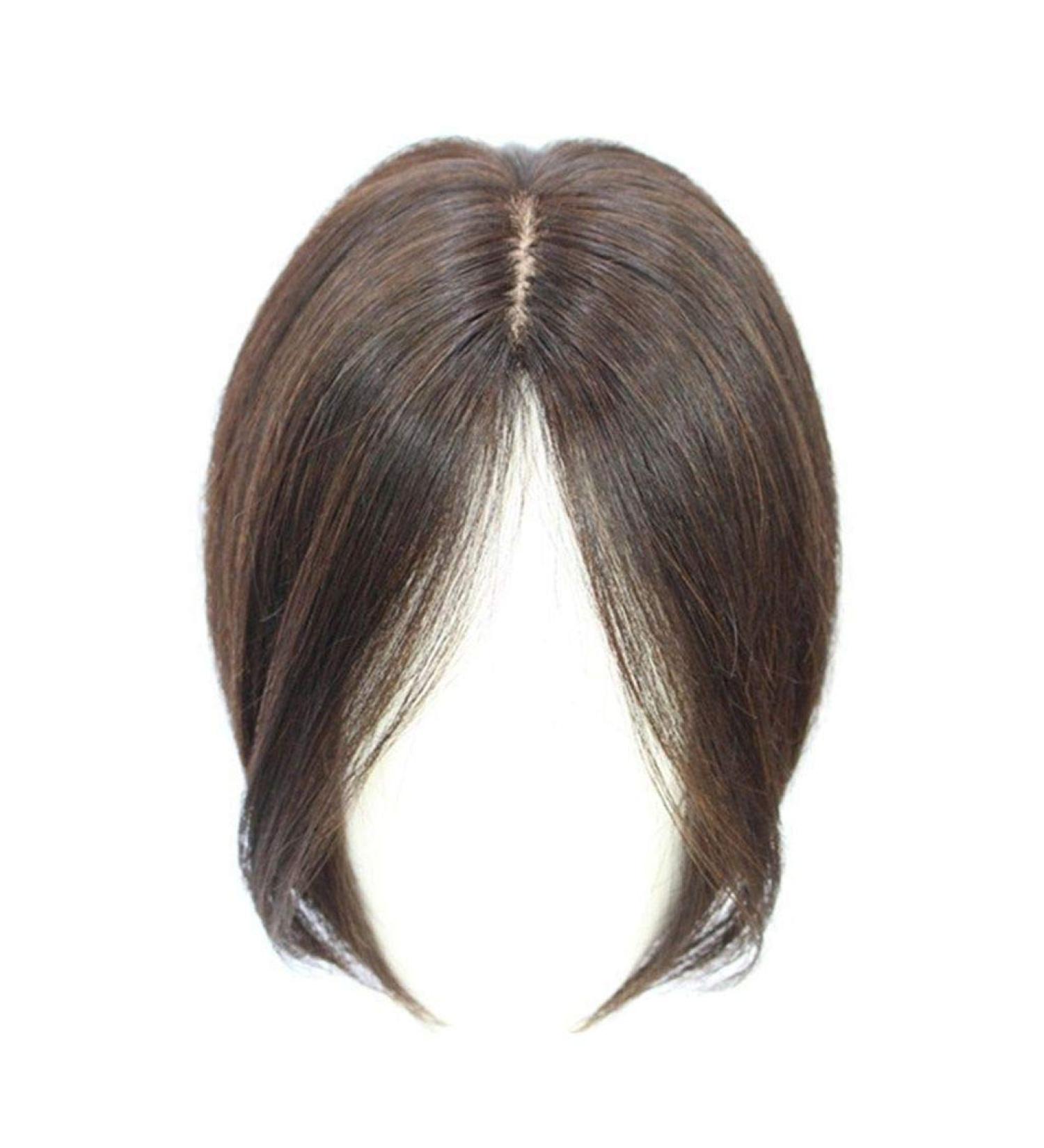 100% Remy Human Hair Clip-In Topper for Women | Seide Base 12-inch (30.5 cm) Light Brown Hairpiece for Thin & Gray Hair - Buy Online on GoSupps.com