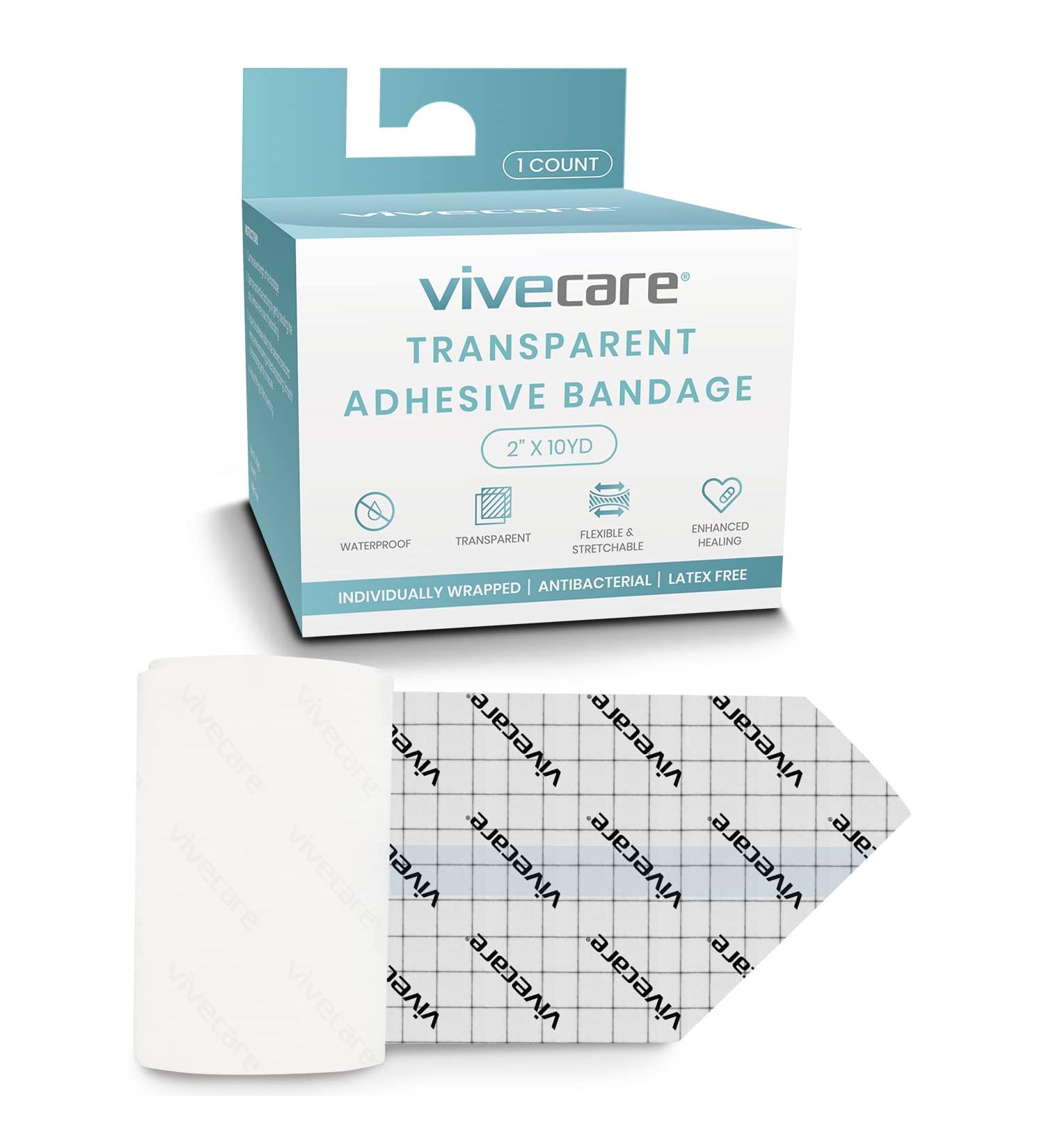 ViveCare Tattoo Aftercare Bandage Dressing 2 - Waterproof Transparent Wrap with Adherent Patches - 10 Yards Roll for Shower and Swim - Buy Online on GoSupps.com